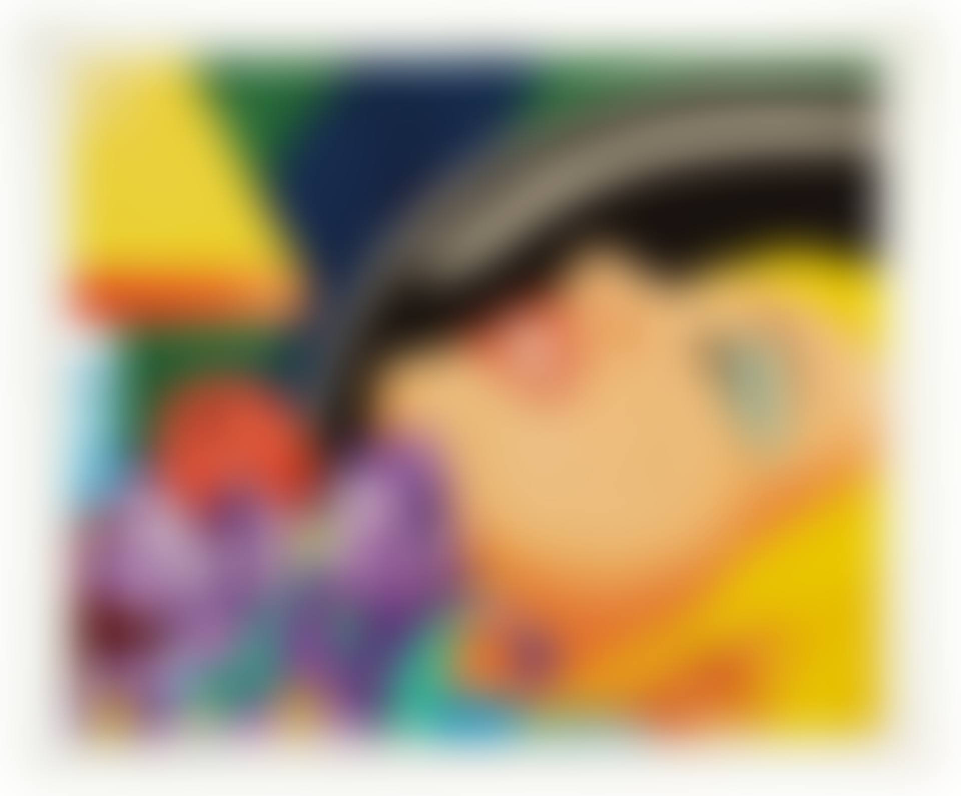 BEDROOM FACE WITH IRIS AND TULIP  (preview)