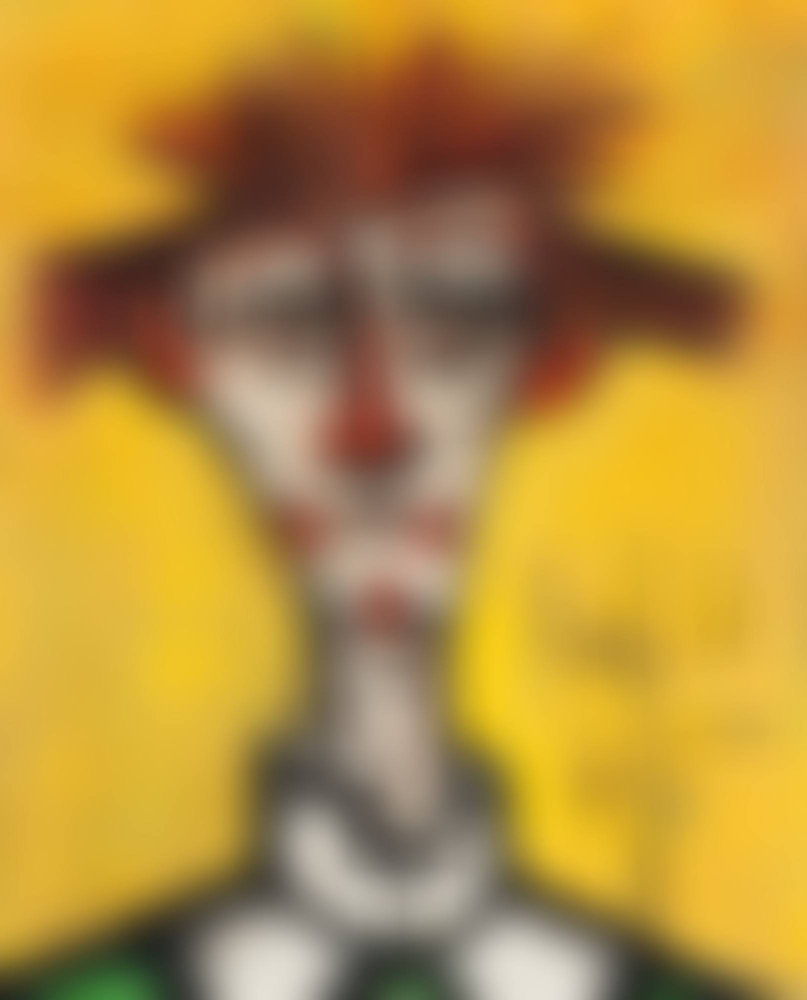 TÊTE DE CLOWN AUX CHEVEUX HIRSUTES, FOND JAUNE (preview)