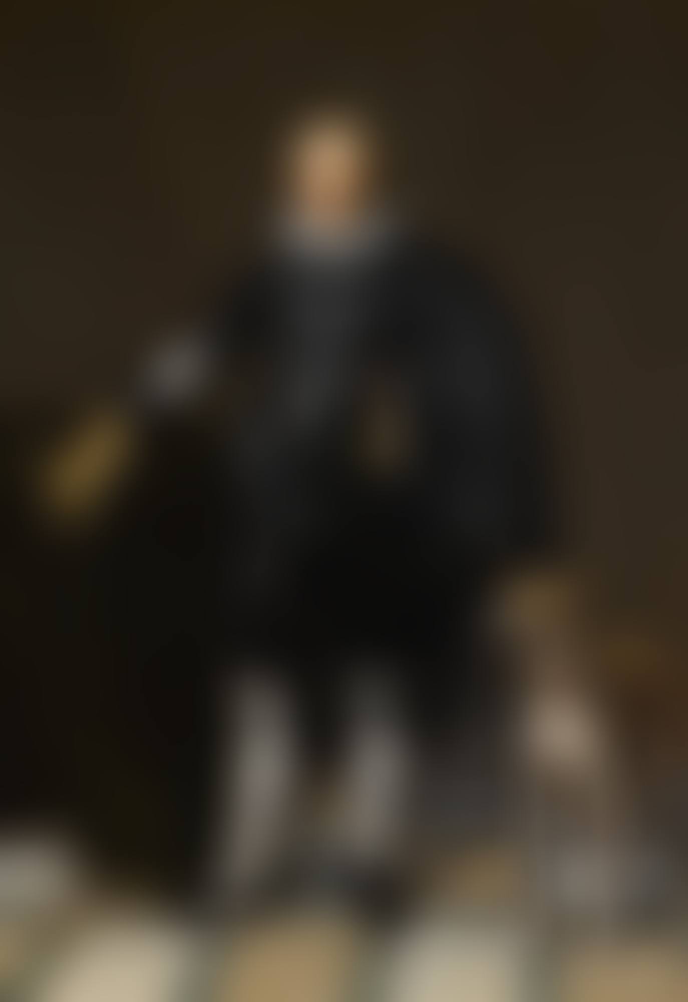 PORTRAIT OF A GENTLEMAN, FULL-LENGTH, HOLDING HIS SWORD AND A HAT, WITH A DOG IN AN INTERIOR (preview)
