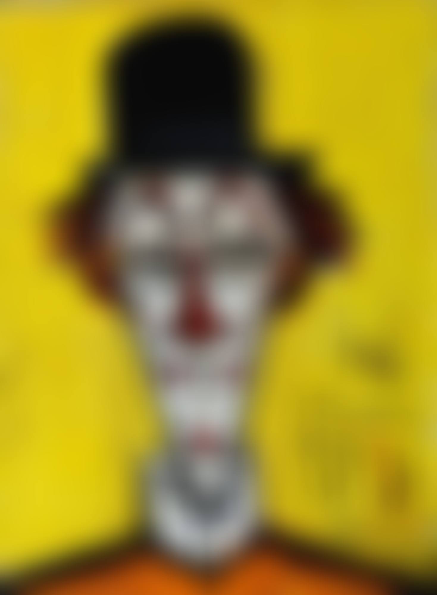 TÊTE DE CLOWN AU CHAPEAU MELON FOND JAUNE (preview)