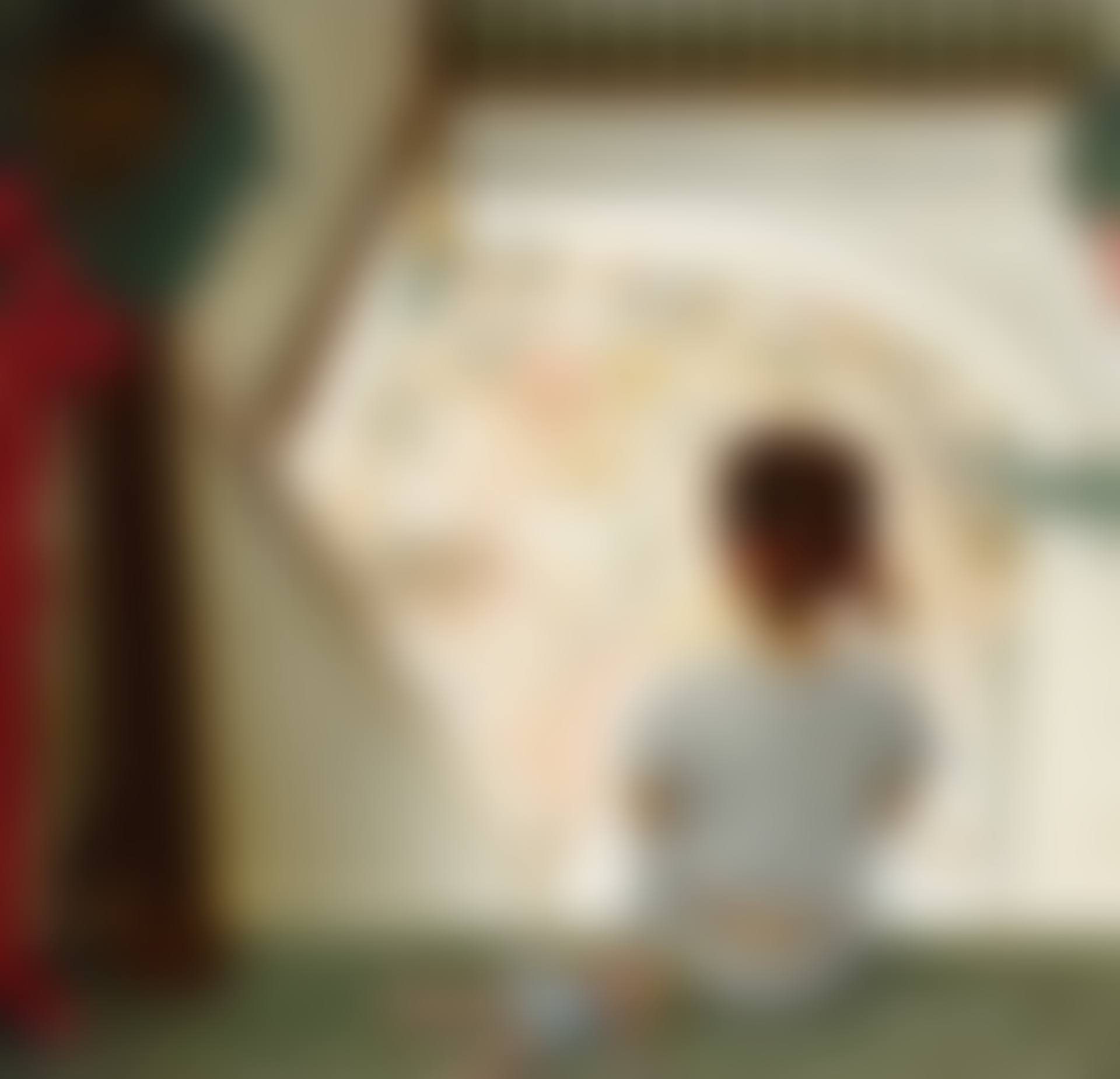 LITTLE GIRL LOOKING DOWNSTAIRS AT CHRISTMAS PARTY (preview)