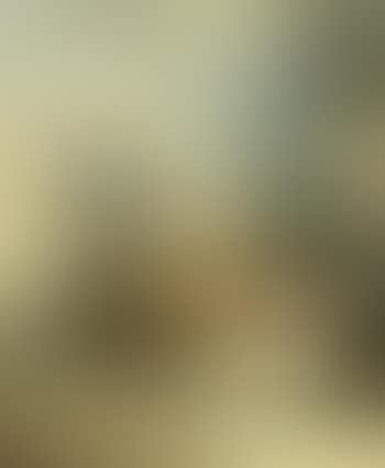 Cockerel, hen, chicks, guinea fowl and dog by ruined column (preview)