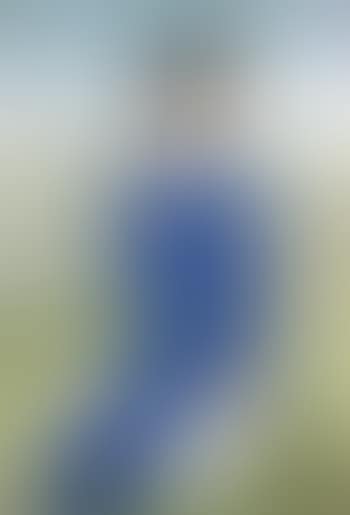Jeune femme en bleu dans un paysage (preview)