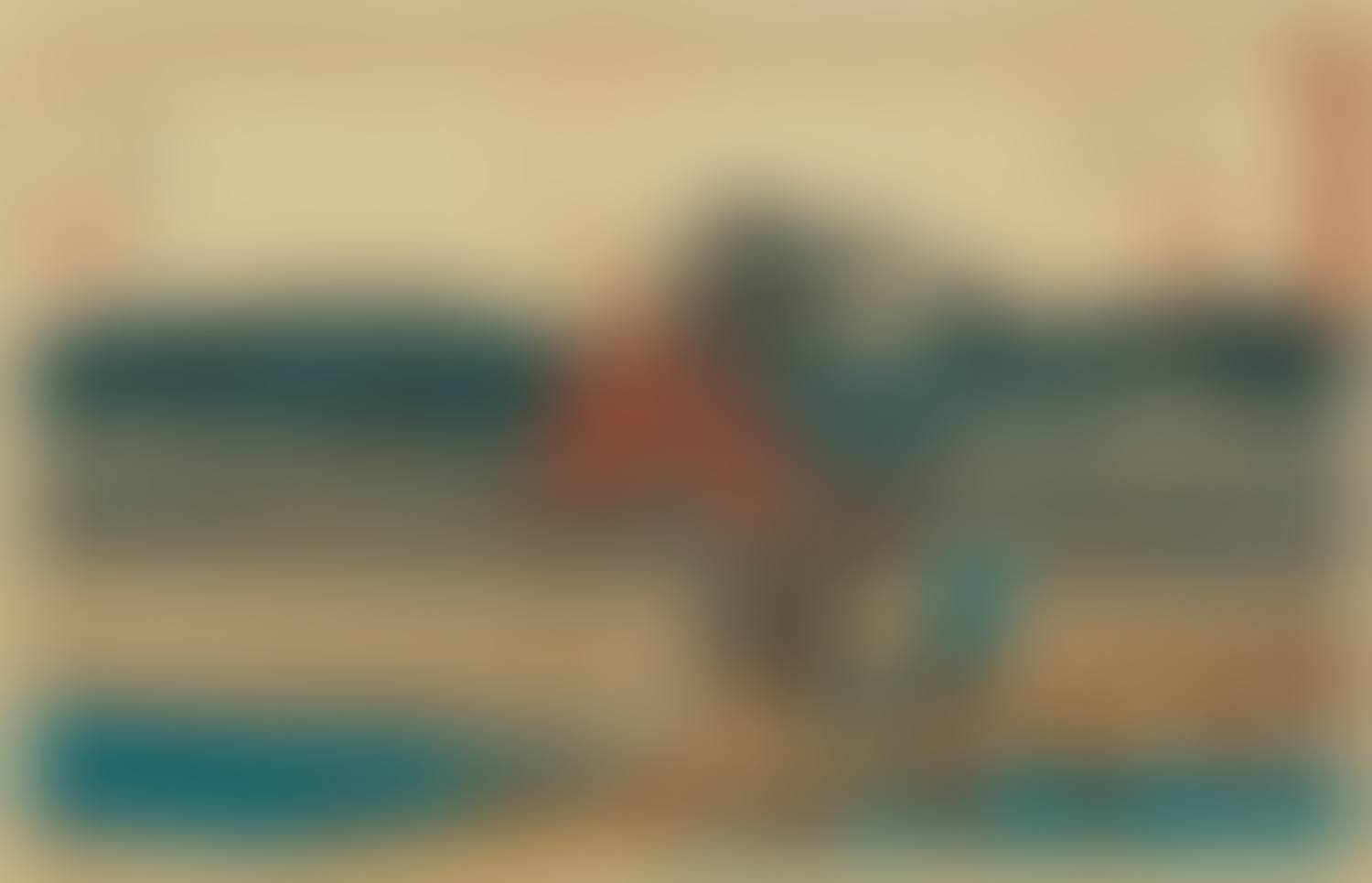 a) Odawara, Sakawagawa kachiwatashi. View of the river with travellers crossing. b) Shimada, �igawa sungan. Three travellers on the river bank (preview)
