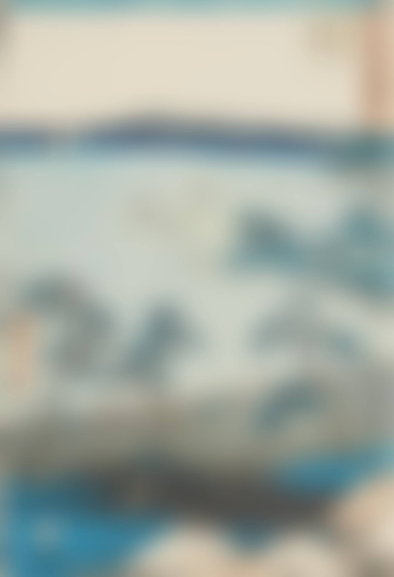 a) No. 10. Title: Odawara, kaigan gyosha. Boat pullers on a beach. b) No. 17. Title: Yui, Satta tôge oya shirazu. Road over cliffs (preview)