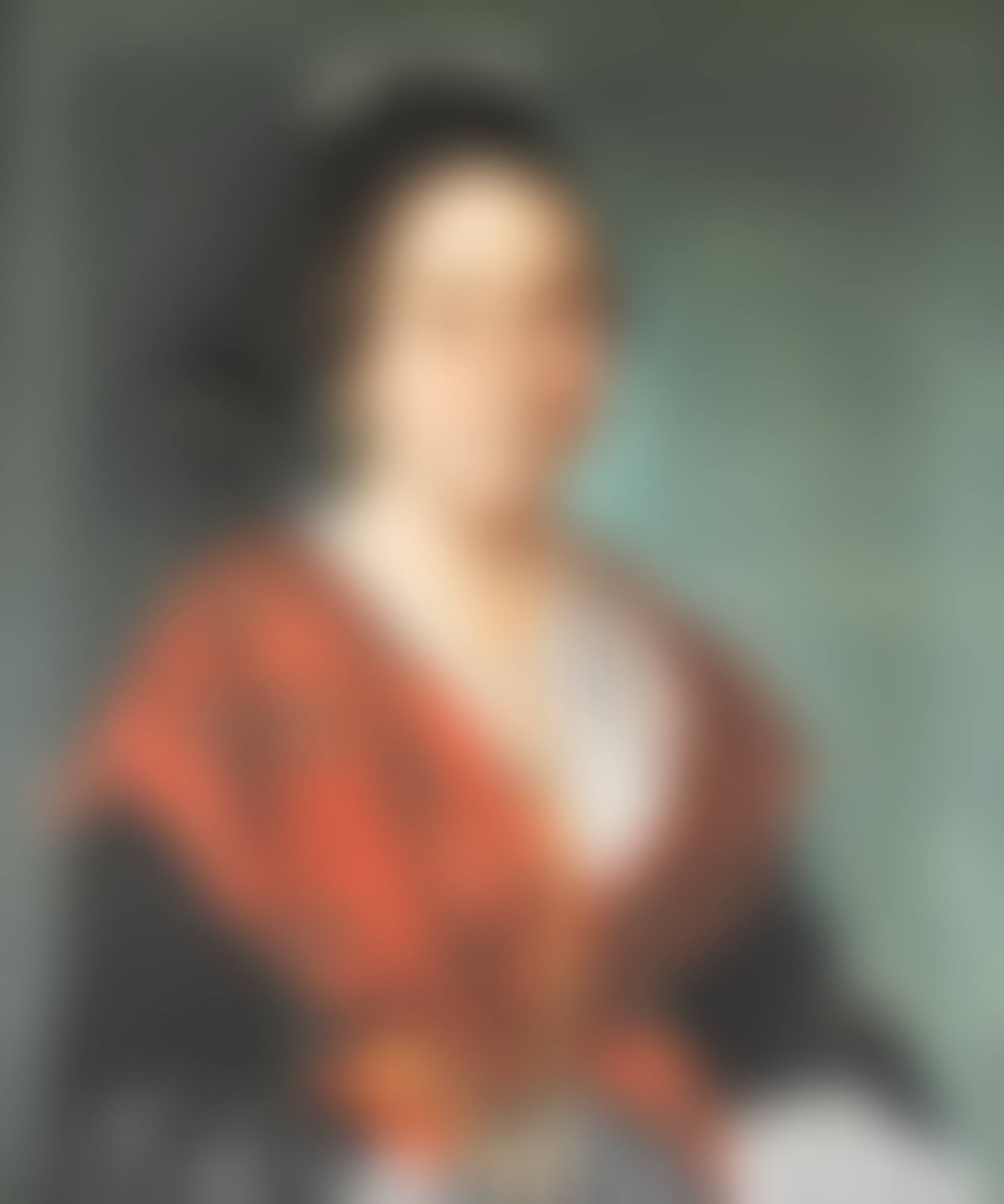 WOMAN IN A RED SHAWL WEARING A GOLD CHAIN (preview)