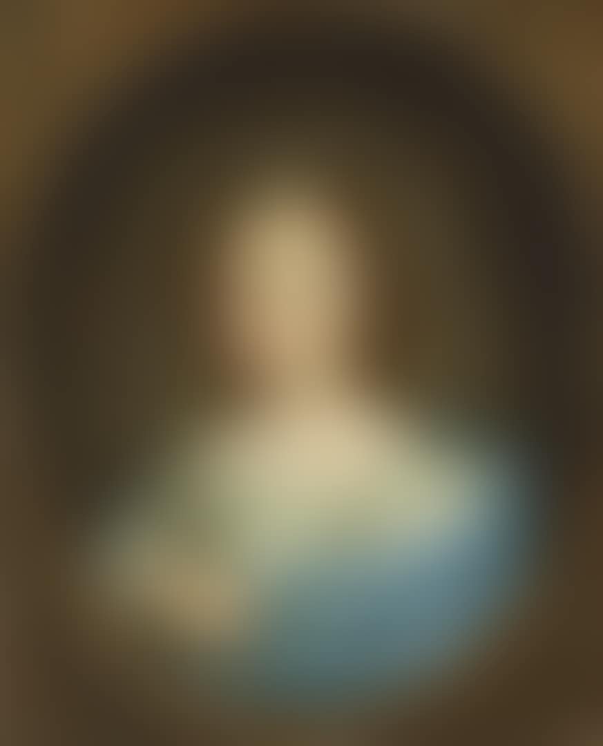 Portrait of a young girl, bust-length, in a cream gown and blue wrap (preview)