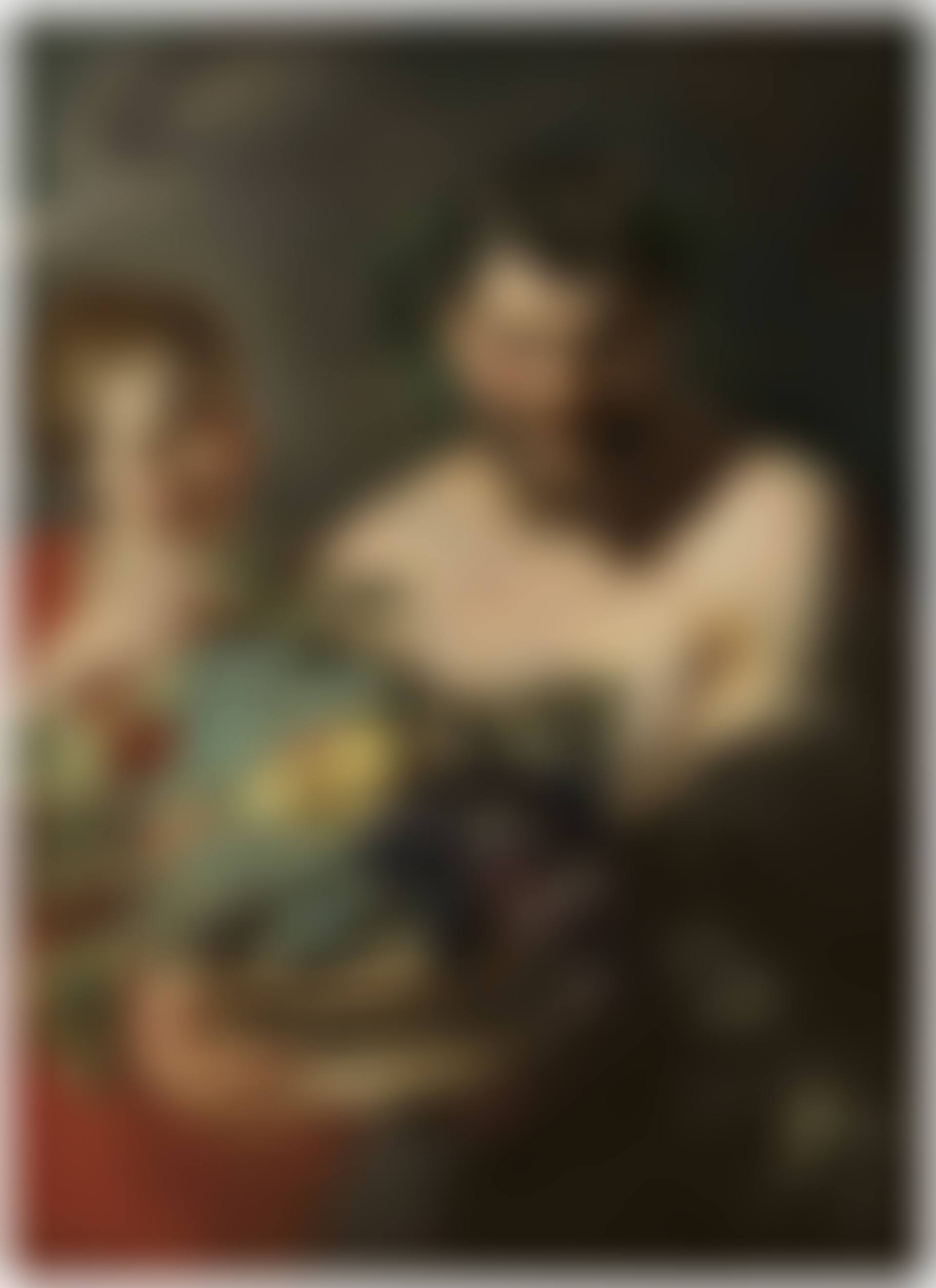 A satyr holding a basket of grapes and quinces with a nymph (preview)