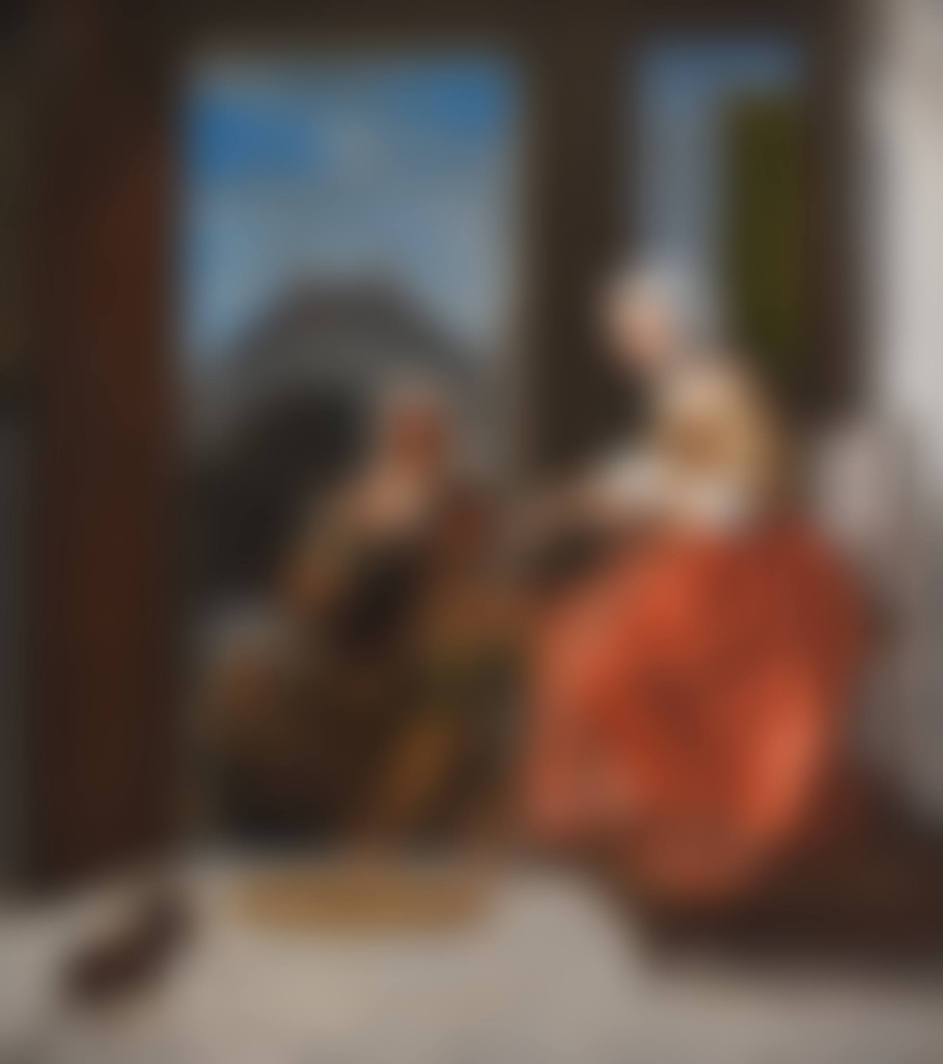 An interior with a lady giving alms to beggars (preview)