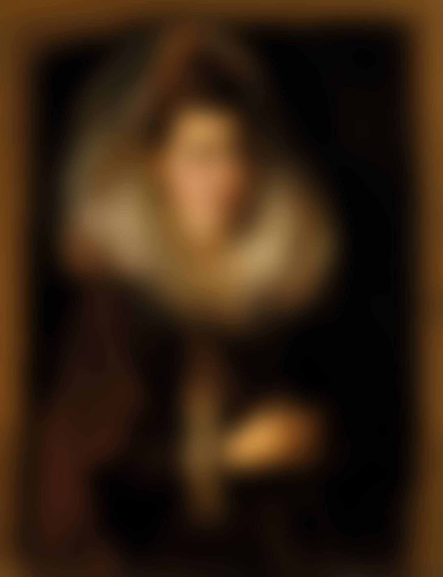 Portrait of a young woman, half-length, holding a chain (preview)