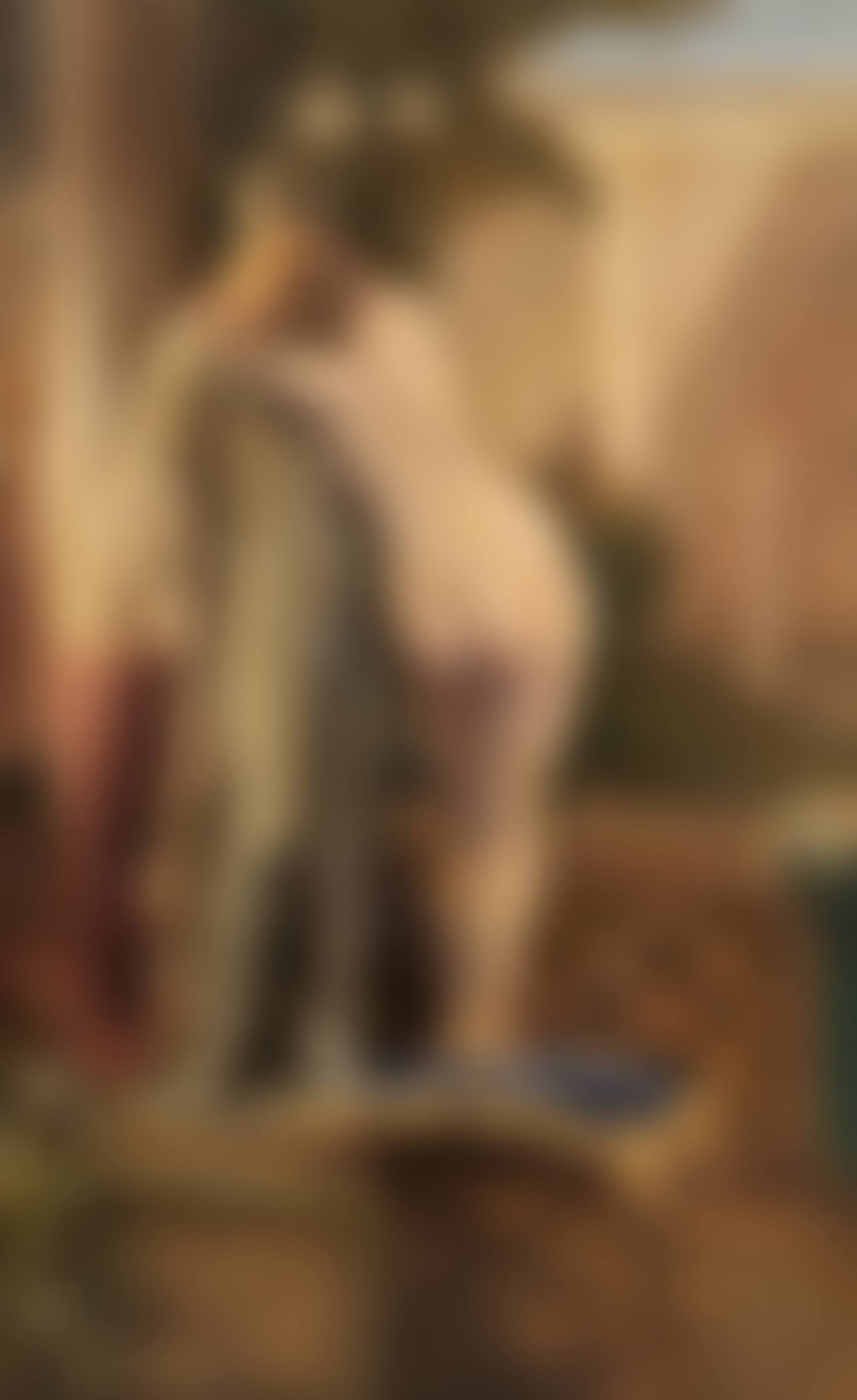Nude embracing a statue of Hermes (preview)