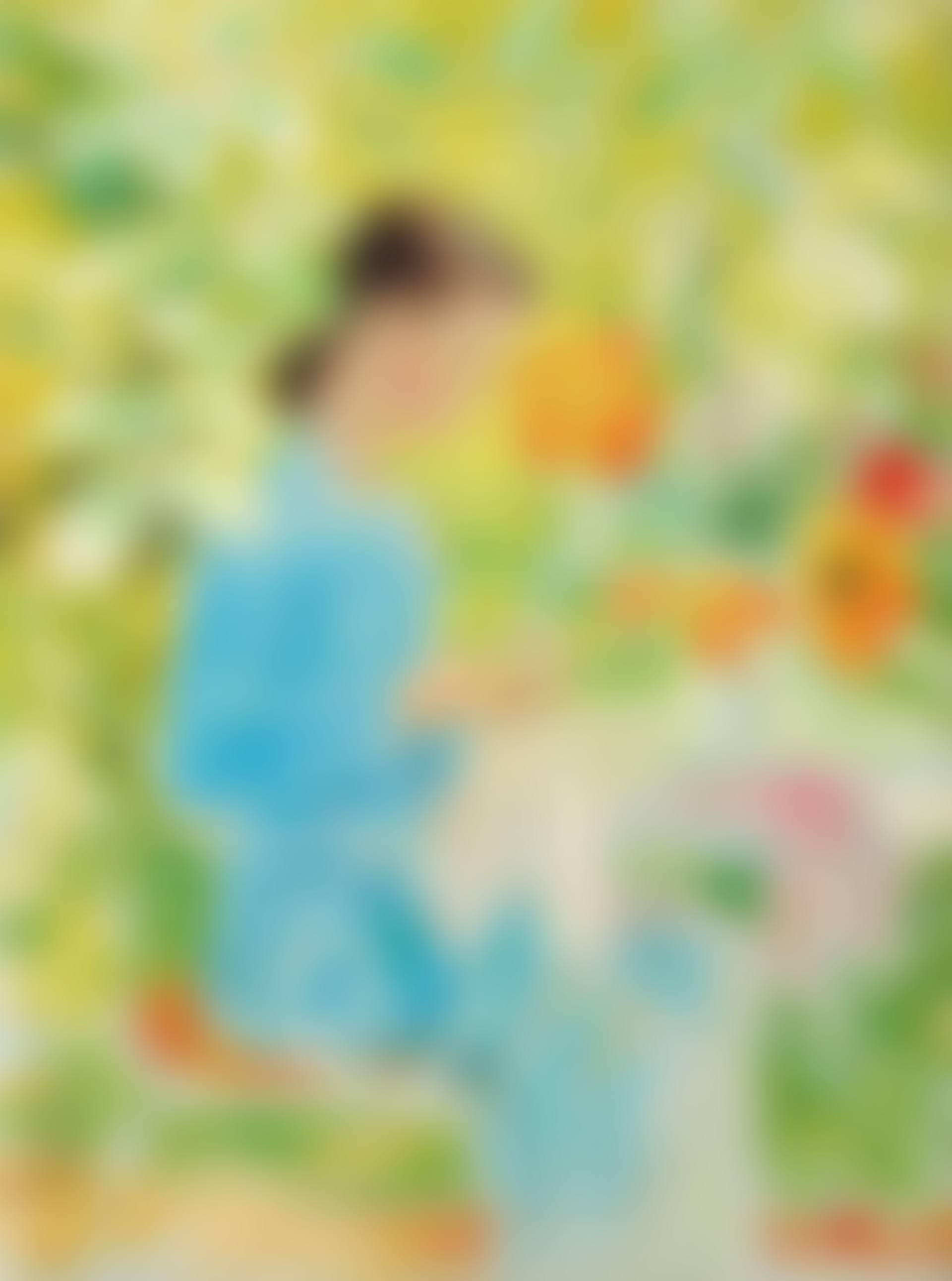 Woman Knitting in a Garden (preview)