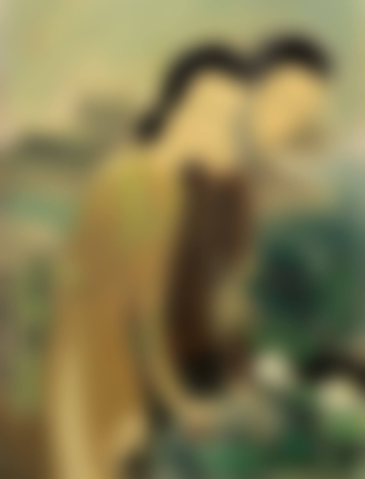 Two Women Overlooking a Goldish Pond (preview)