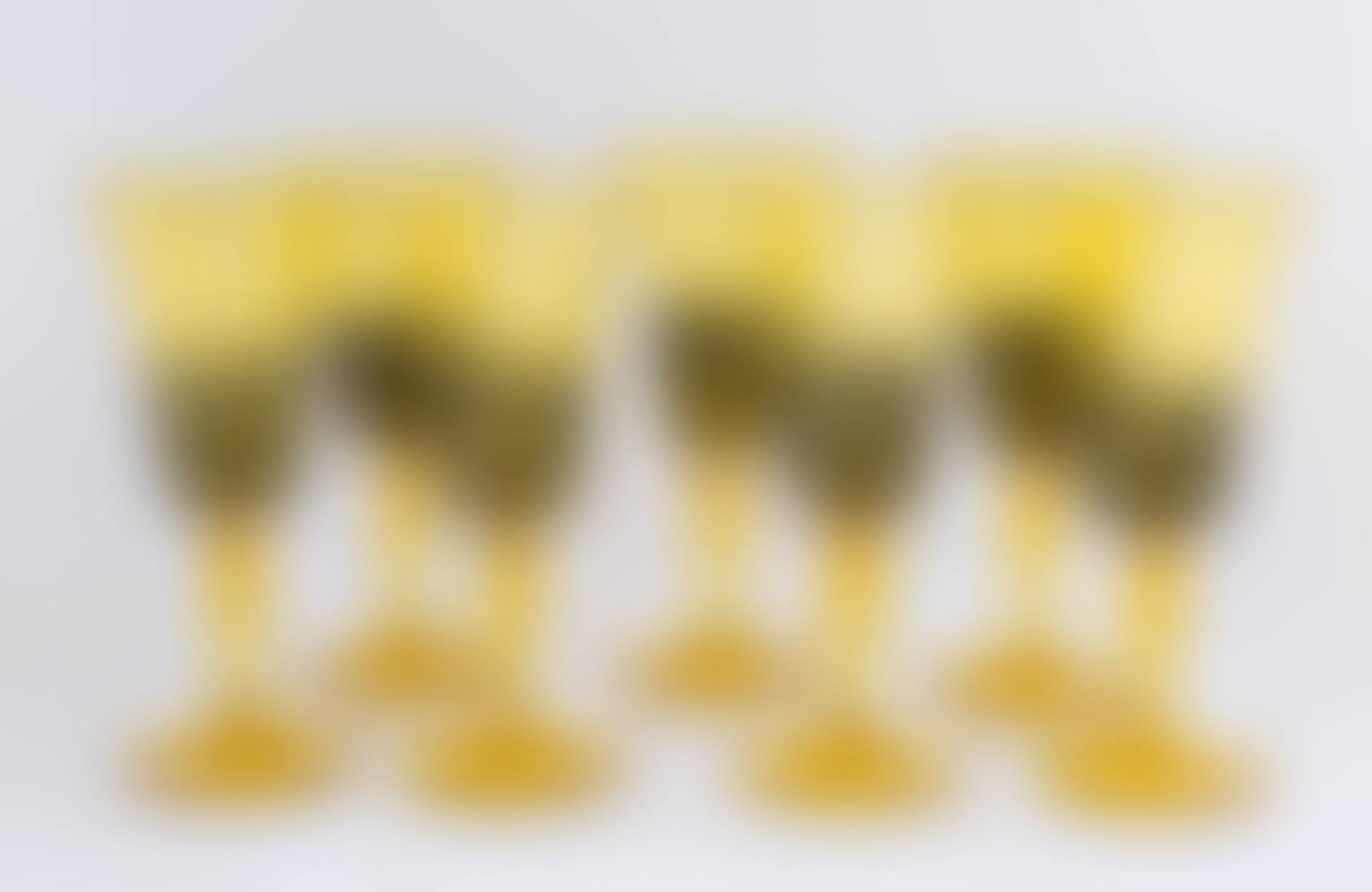 Seven Steuben Bristol Yellow Goblets with Black Threading (preview)