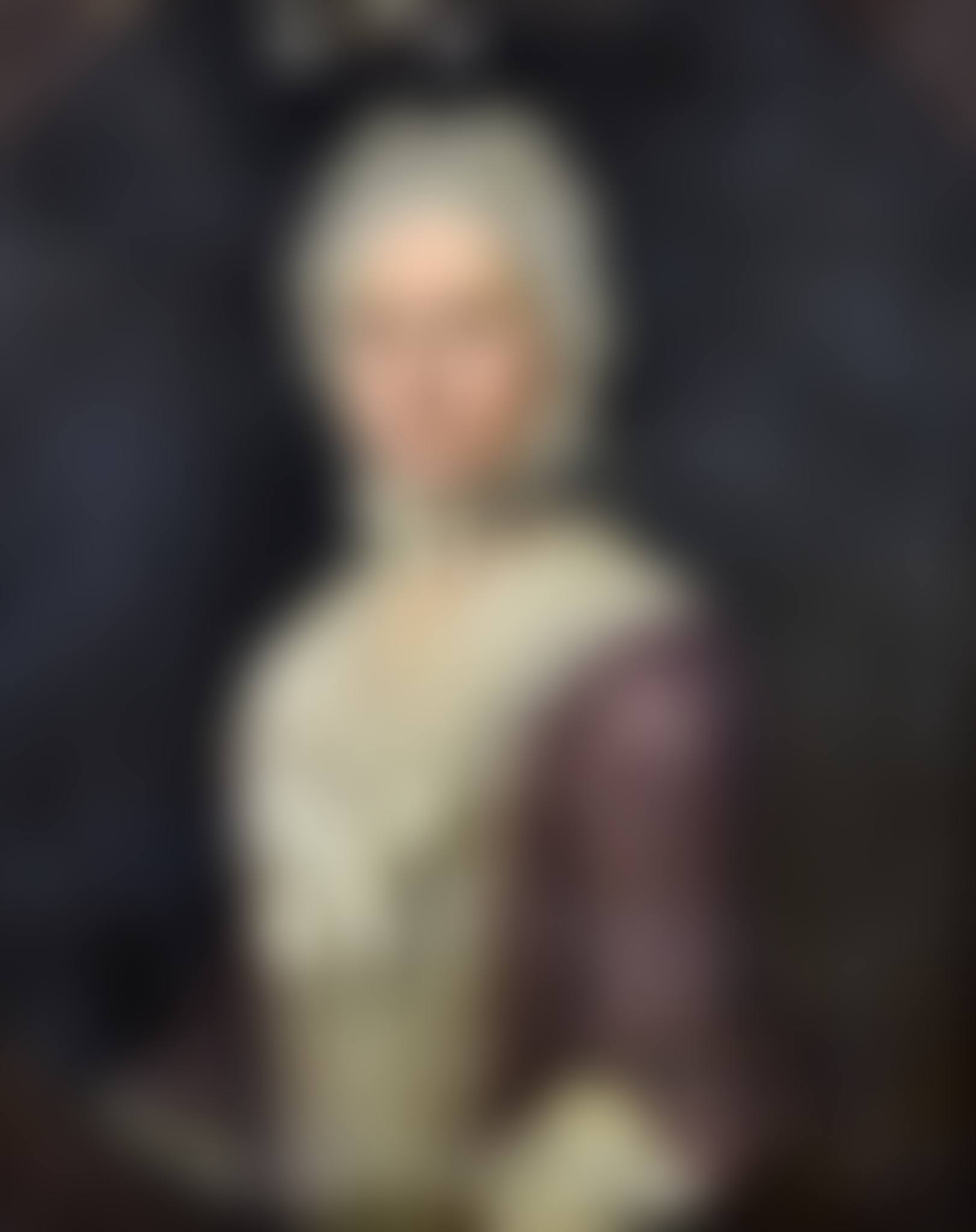 Half length portrait of a lady wearing lace trimmed silk dress and cap (preview)