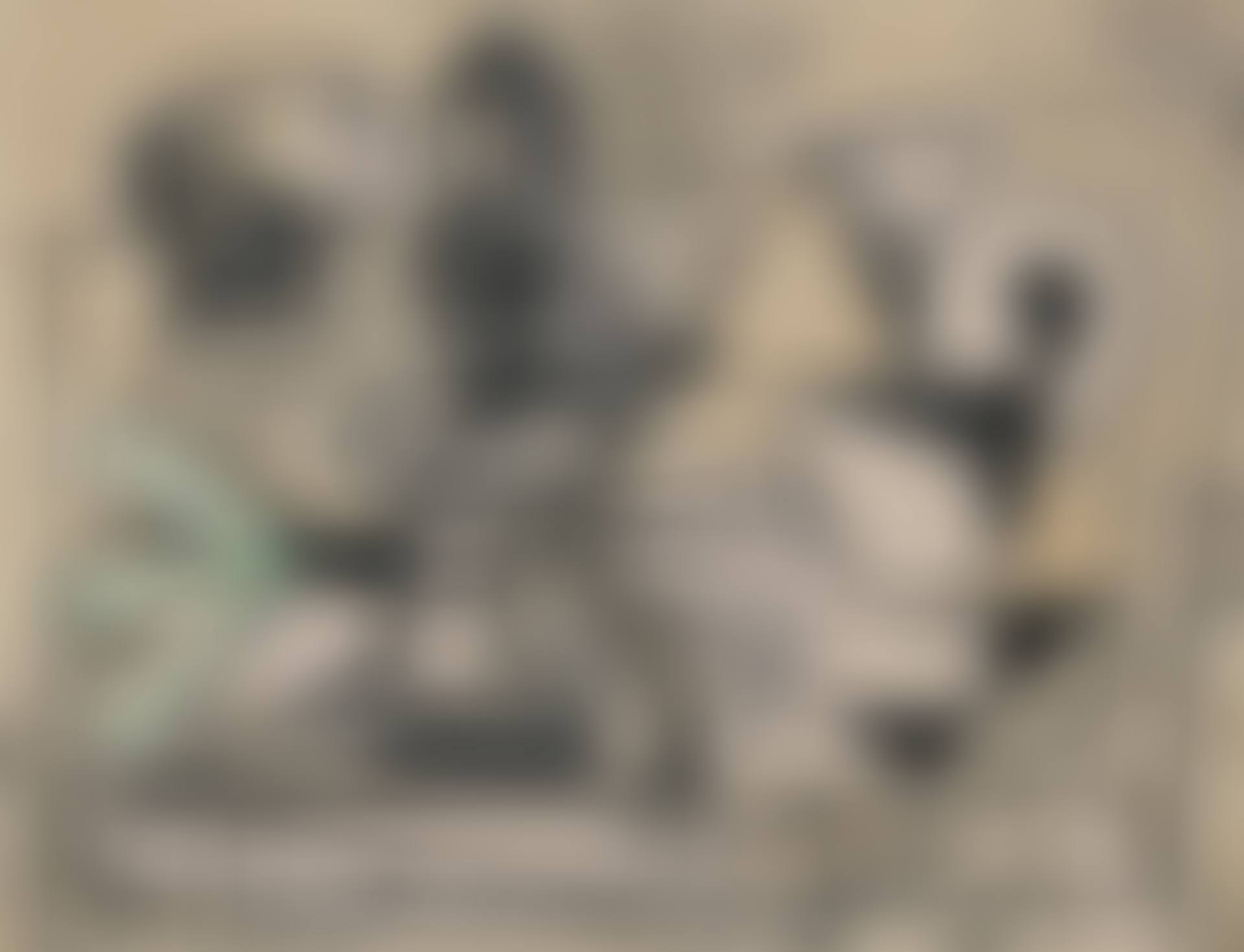 Crâne, lampe, poireaux, vase (preview)