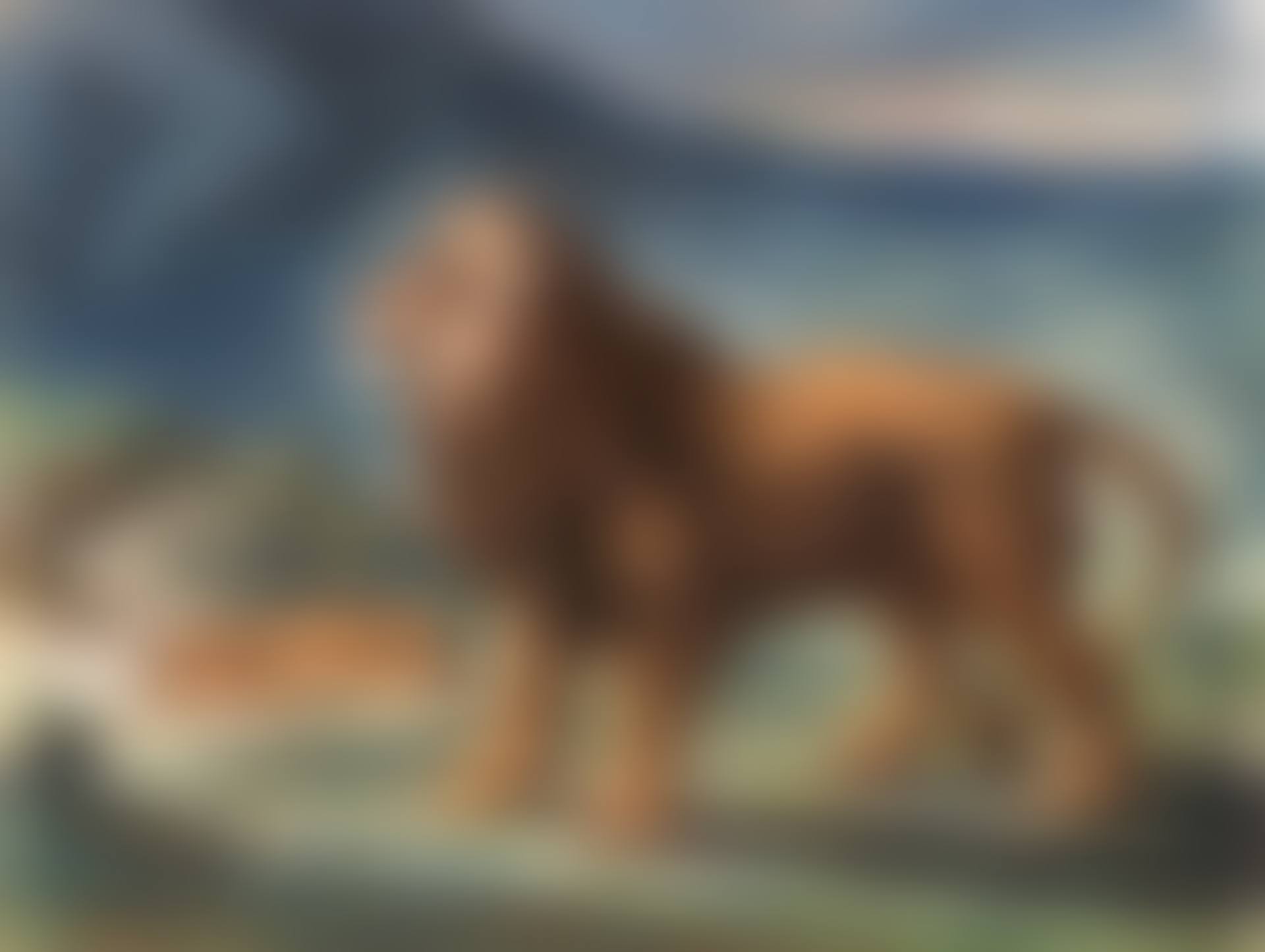 Lion et lionne dans les montagnes (preview)