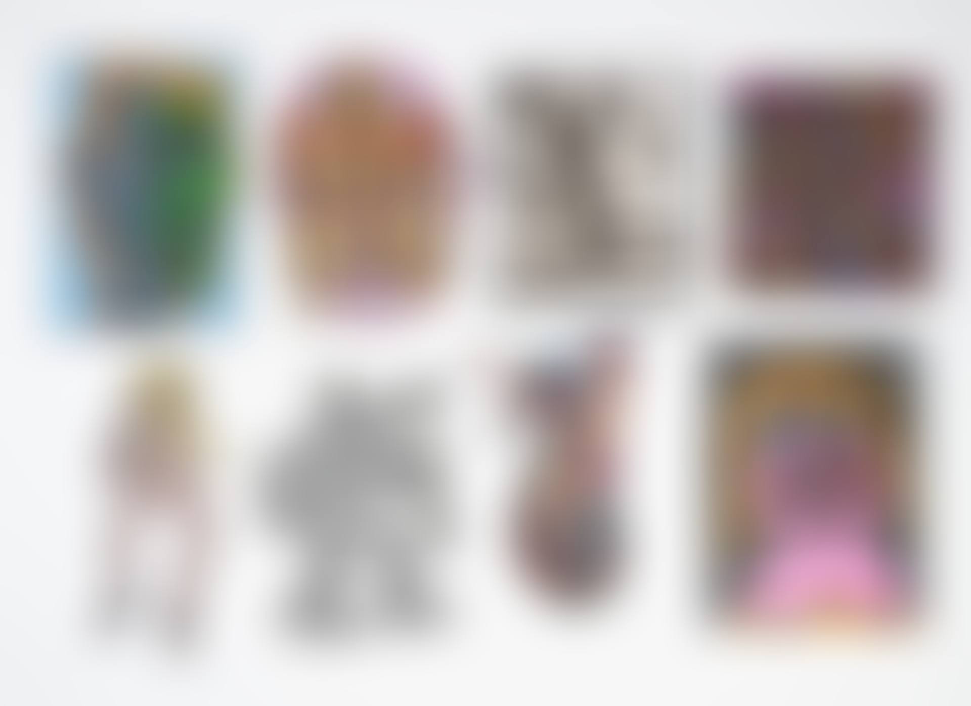 Set of eight (8) invitations from the Laurent Strouk Gallery (Paris), seven (7) by Combas and one (1) by Keith Haring (preview)