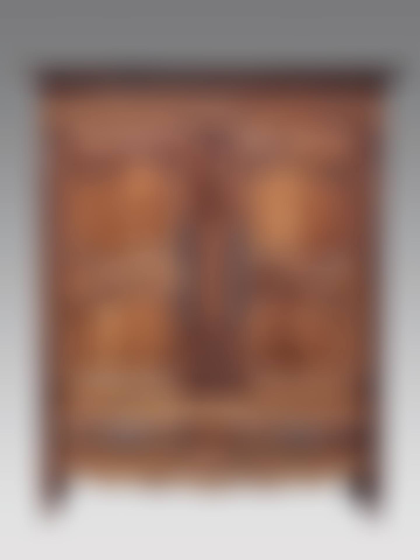 Natural wood cabinet with molded panels inlaid with flowering branches (preview)