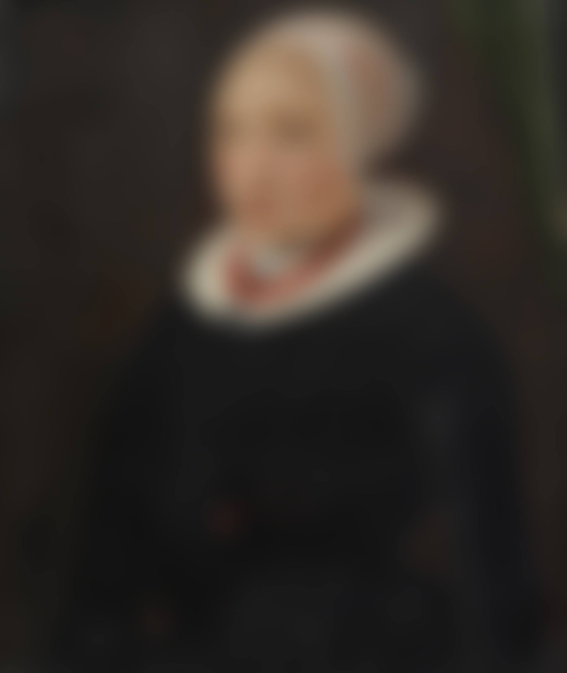 Portrait of a young lady, half-length, in black with a white cap (preview)