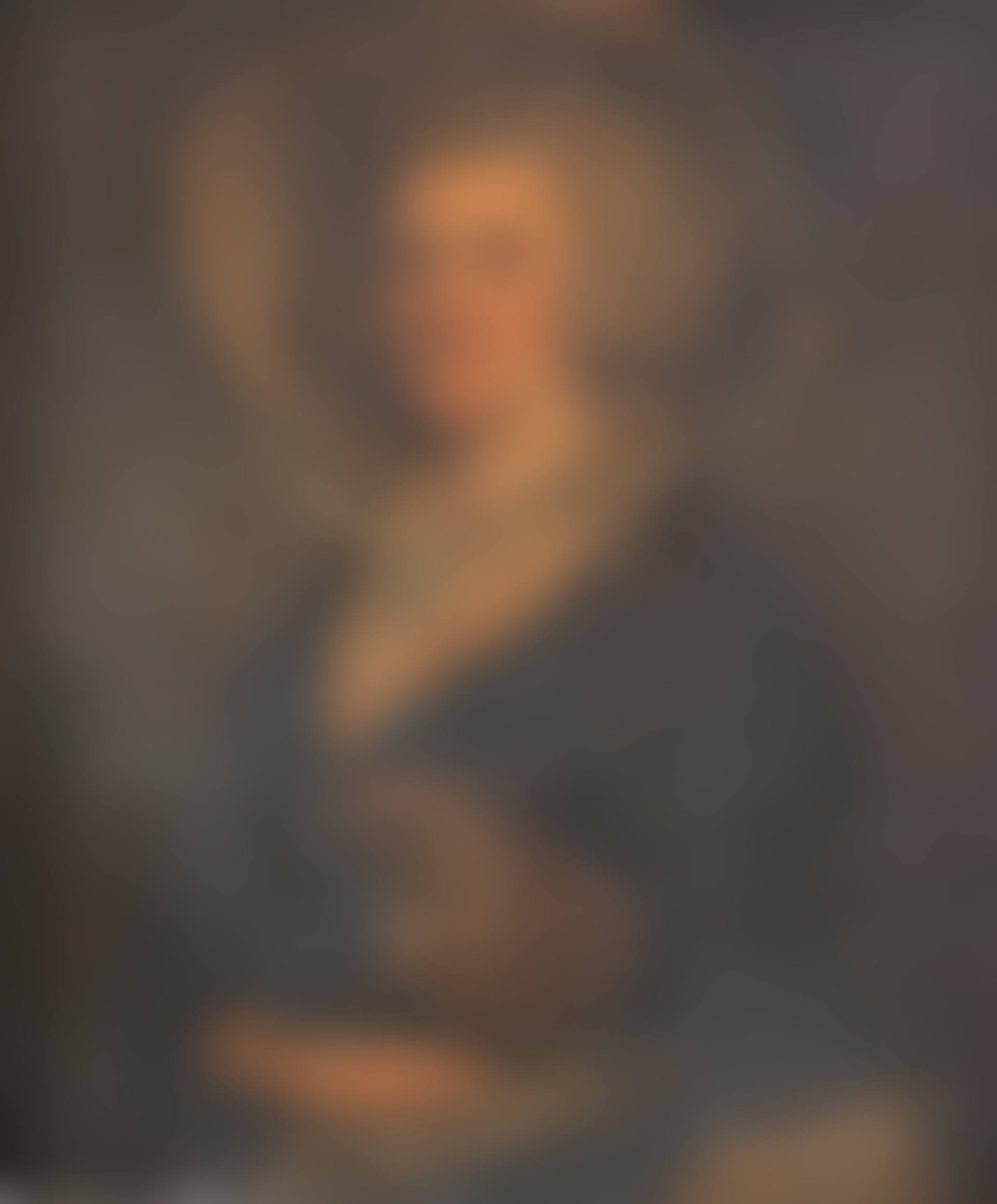 Portrait of a lady, said to be Mrs Falconer, half-length, in a hat, holding her dog (preview)
