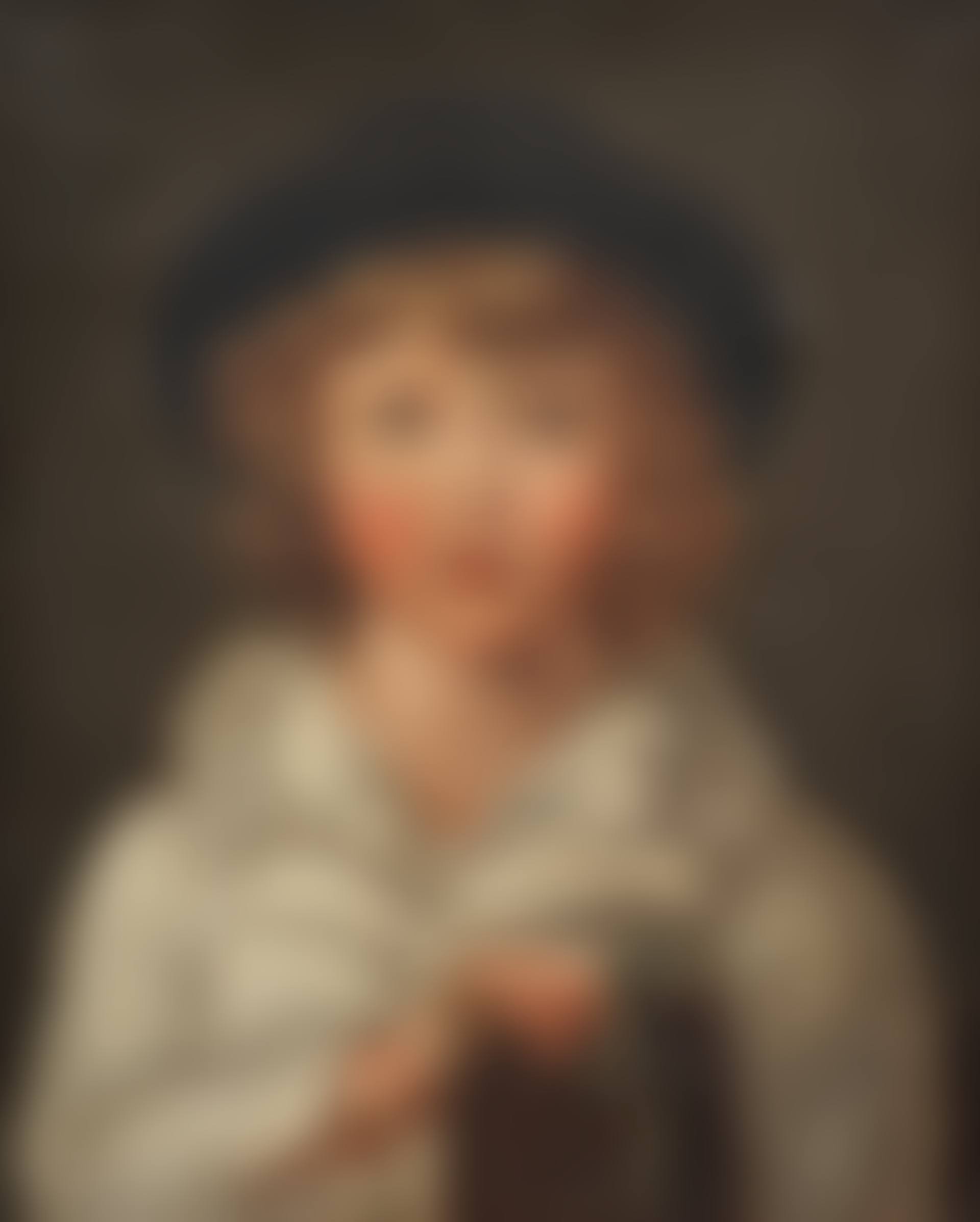 Portrait of a boy, half-length, in white holding a book (preview)