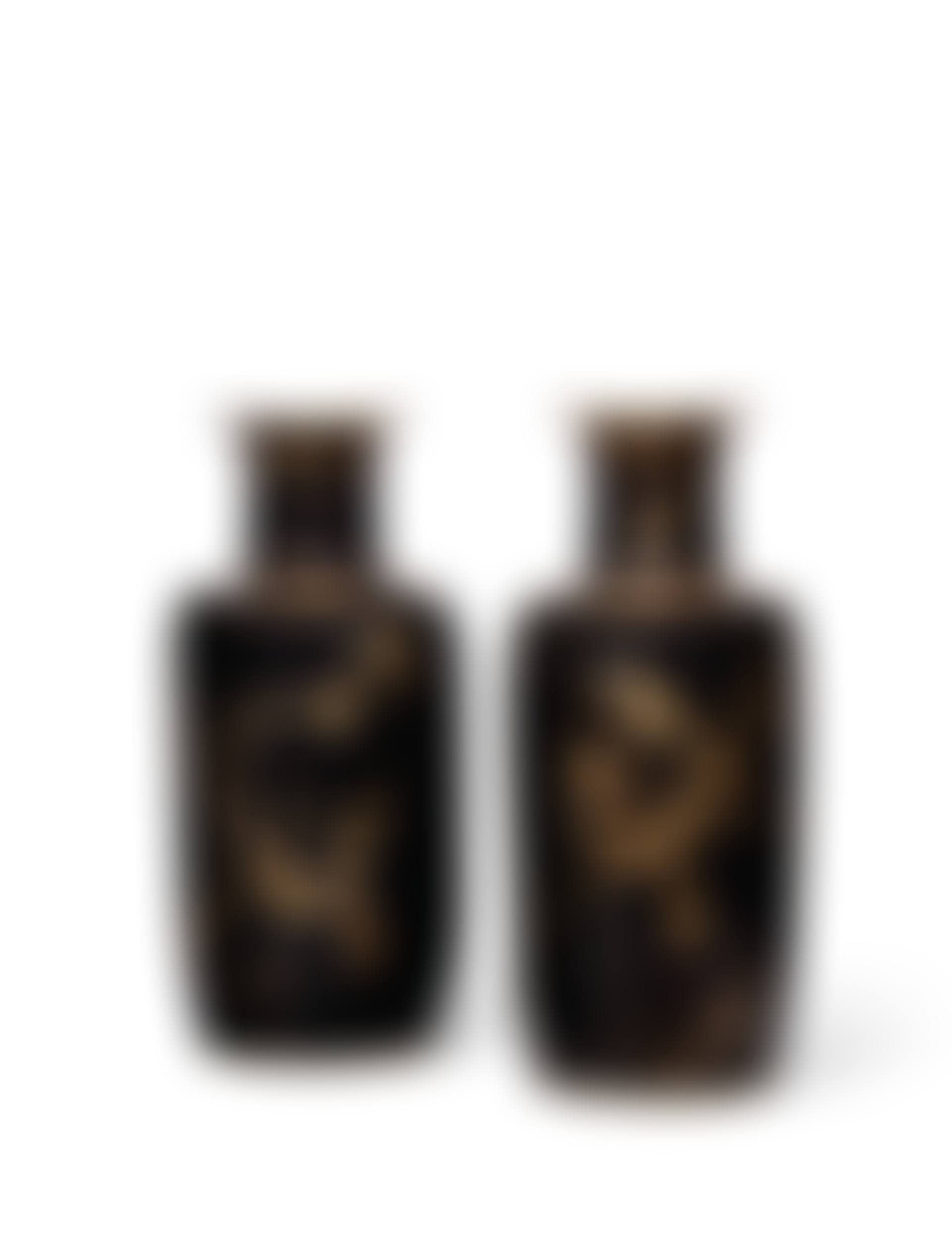 PAIRE DE VASES ROULEAU EN PORCELAINE EMAILLEE NOIR ET OR  (preview)