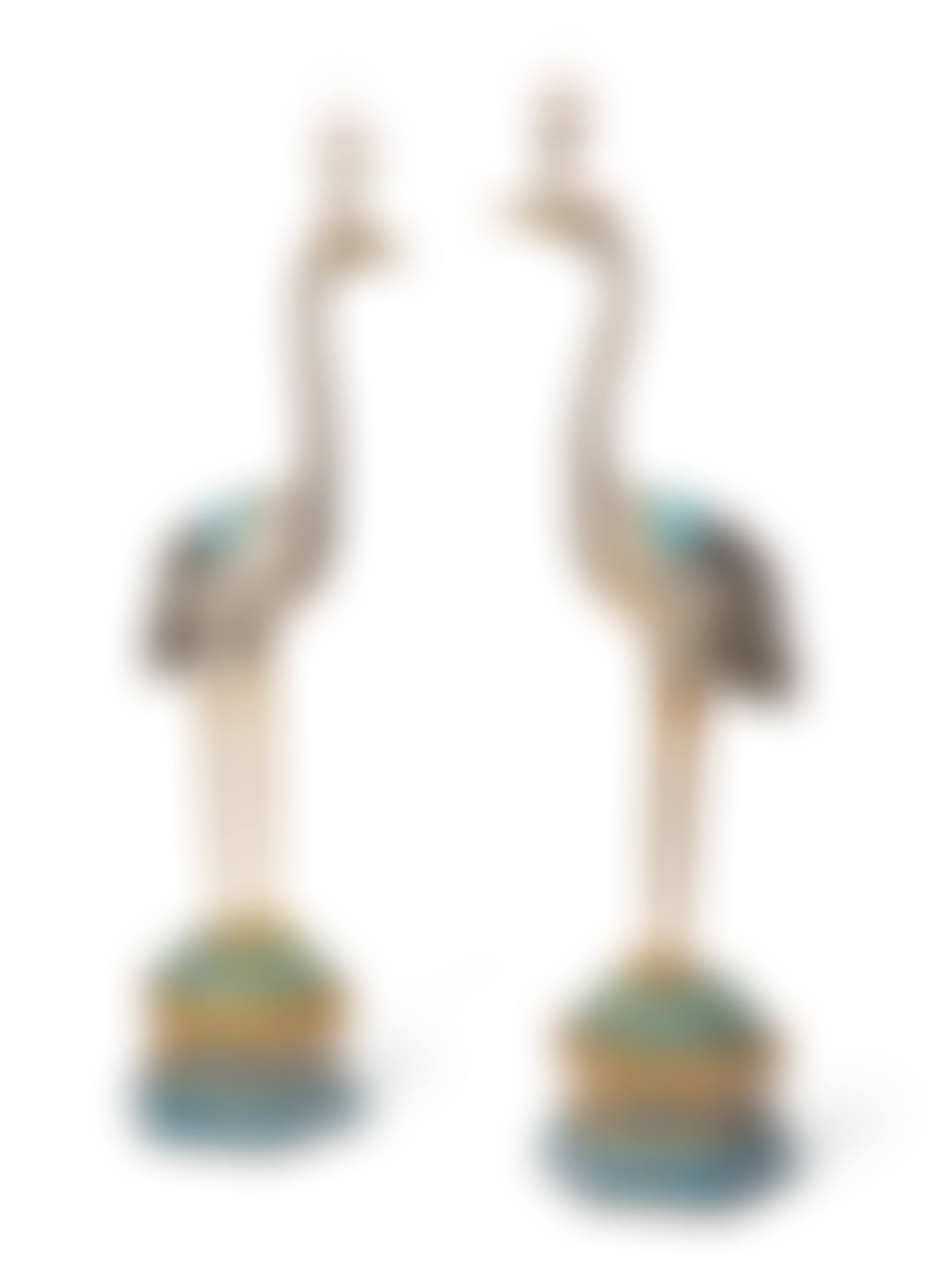 A Pair of Massive Chinese Cloisonné and Champleve Enamel Crane-form Censers (preview)