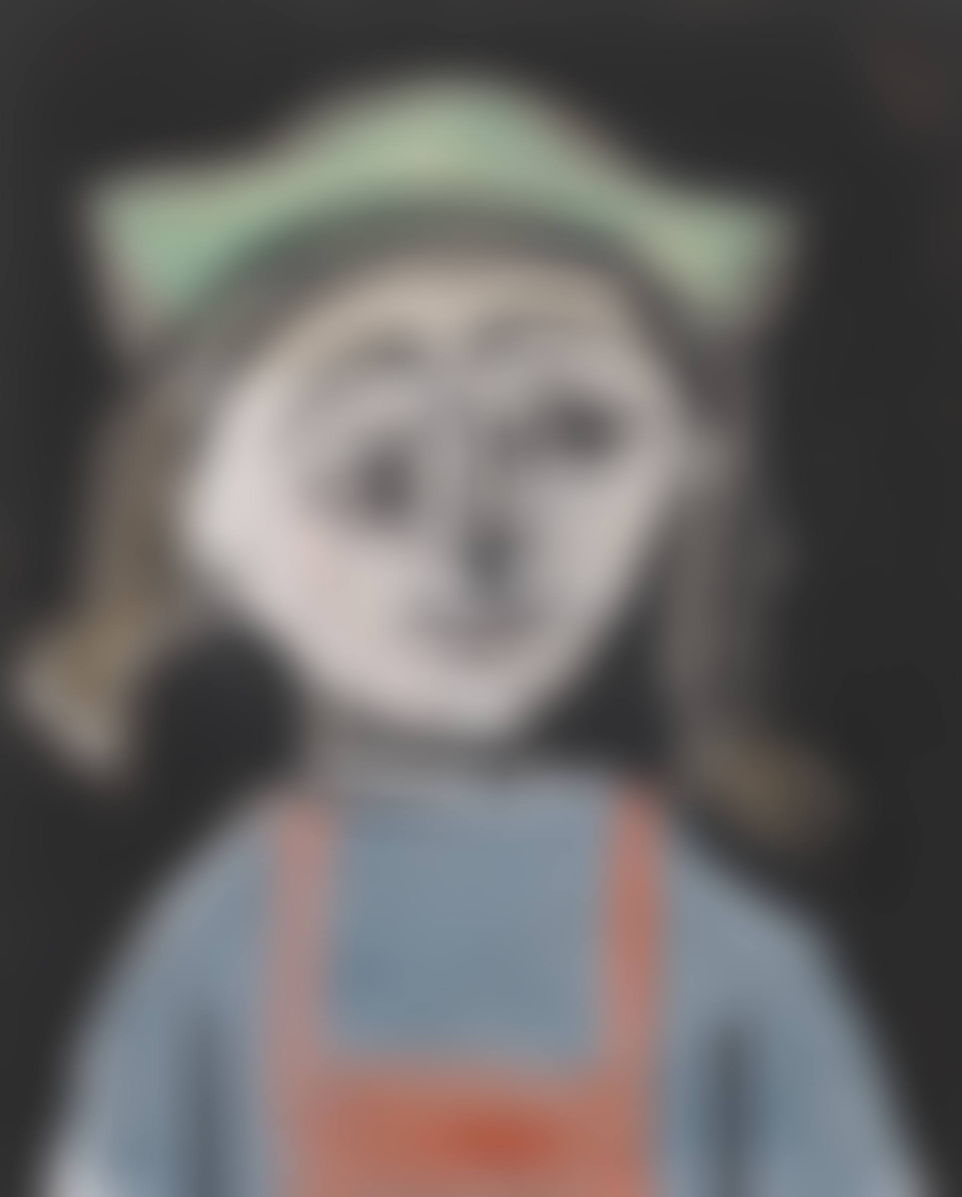 Fillette aux nattes et au chapeau vert (preview)