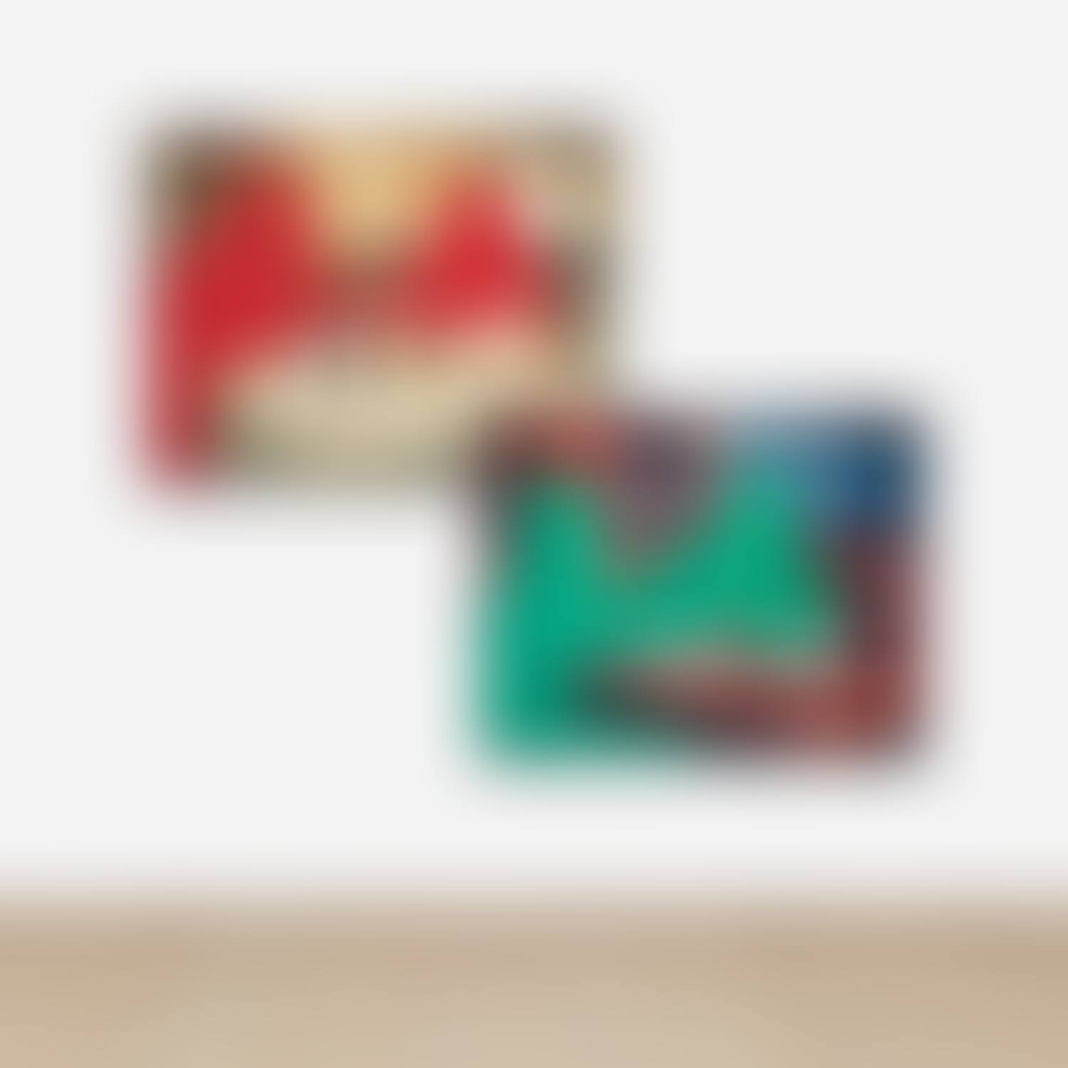Two Figures (Red) and Two Figures (Green) in Different Environments (Food) (preview)