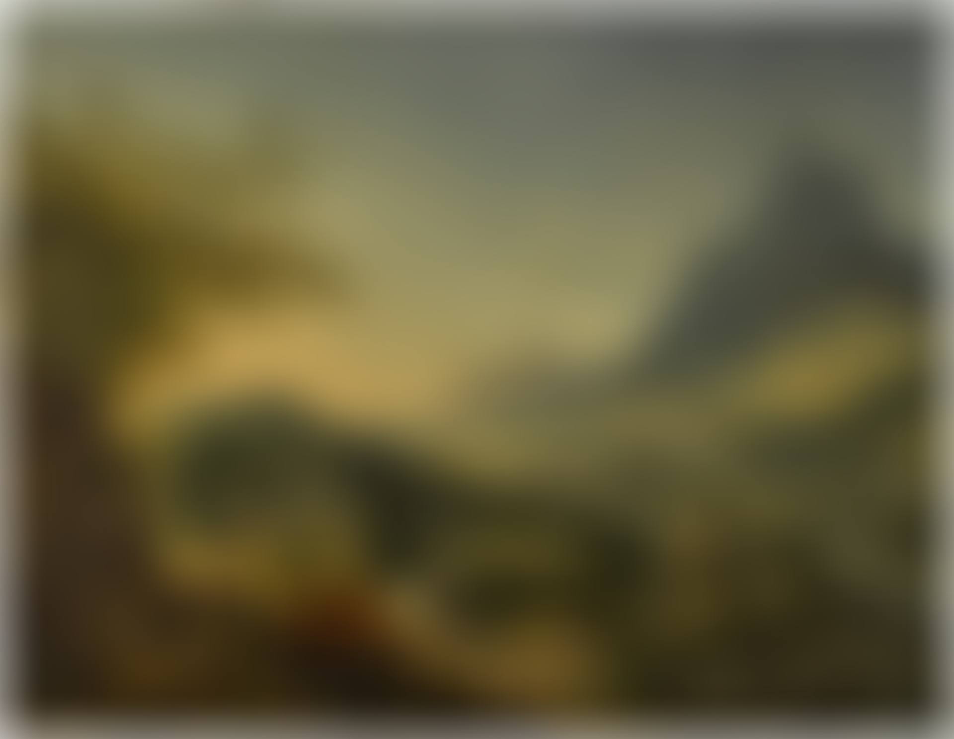 A mountainous river landscape with an inn on the outskirts of a town in the foreground (preview)