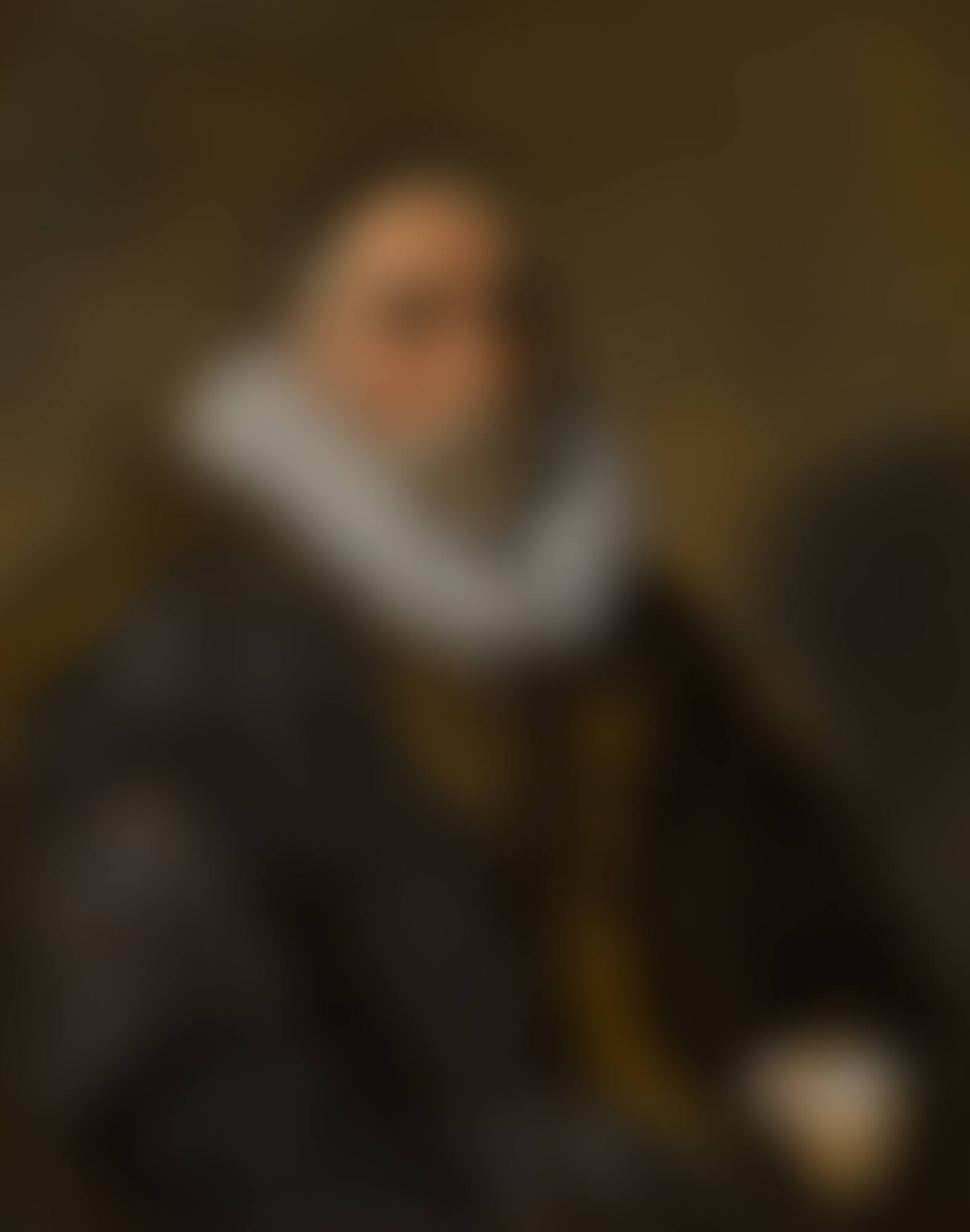 Portrait of a gentleman, half-length, in a brown fur-trimmed coat, with a large white ruff and black skull cap, holding a handkerchief (preview)