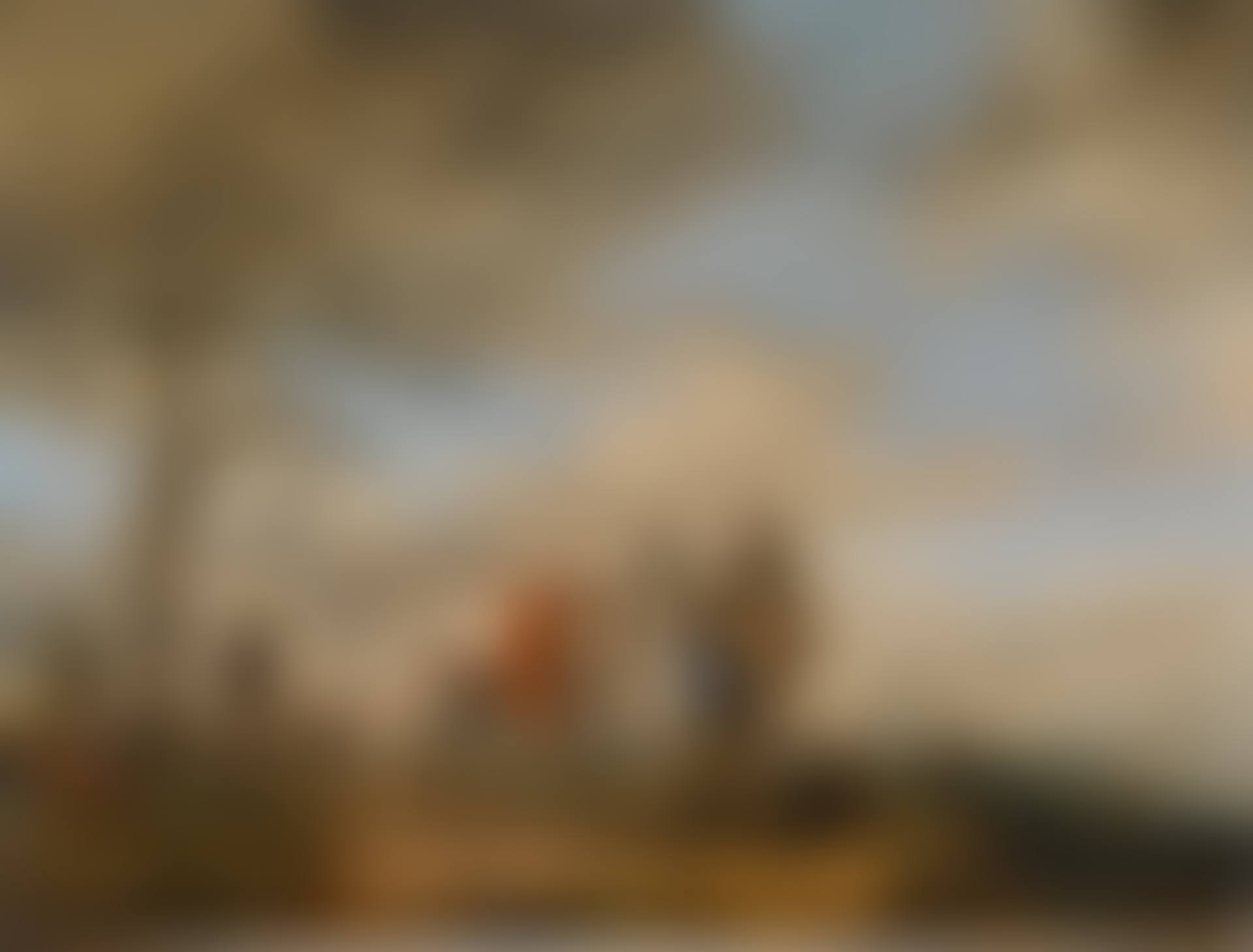 A lady and cavalier halted on a path, with figures on the bank (preview)