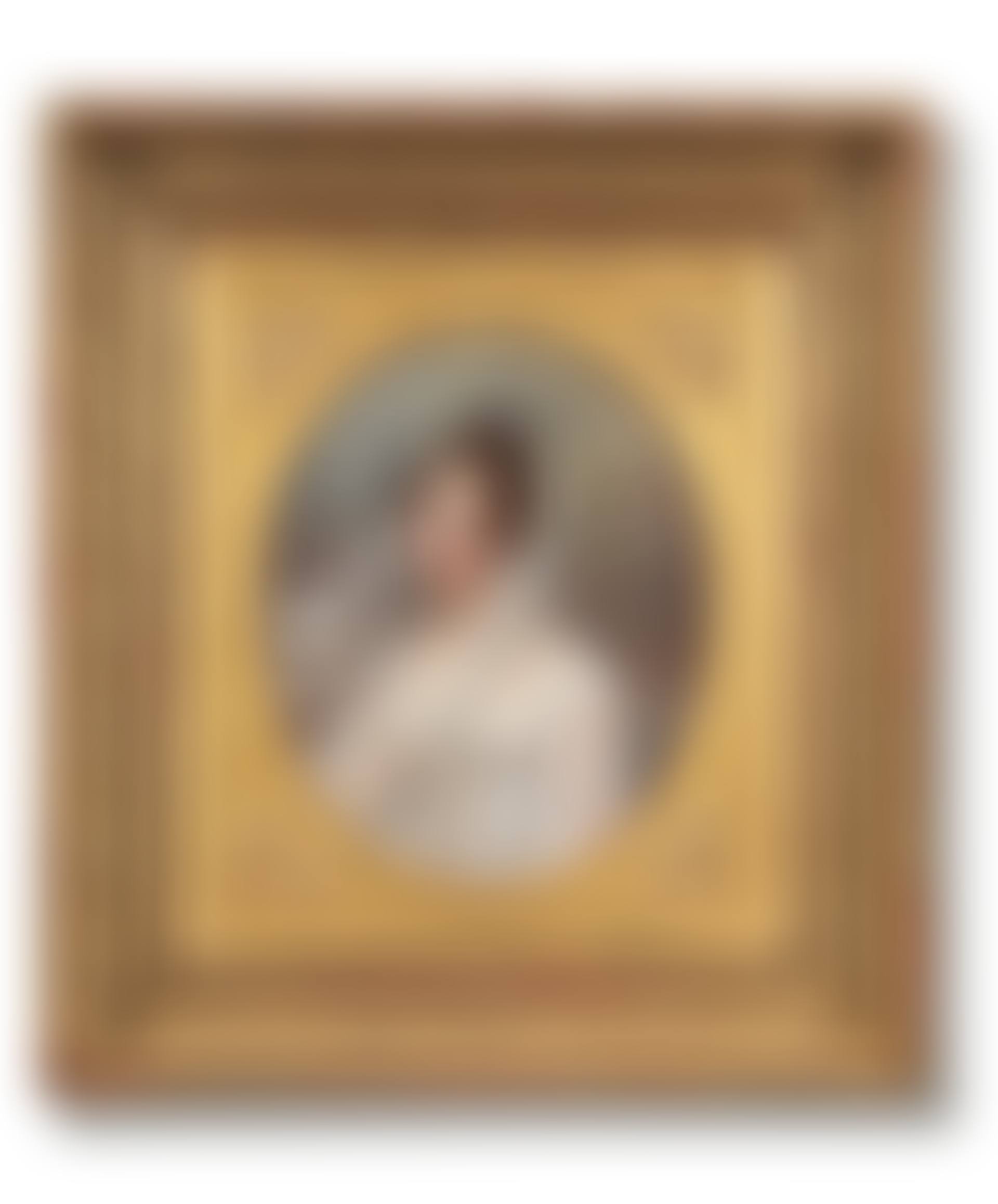Portrait of a lady, half-length, in a white dress and headdress (preview)