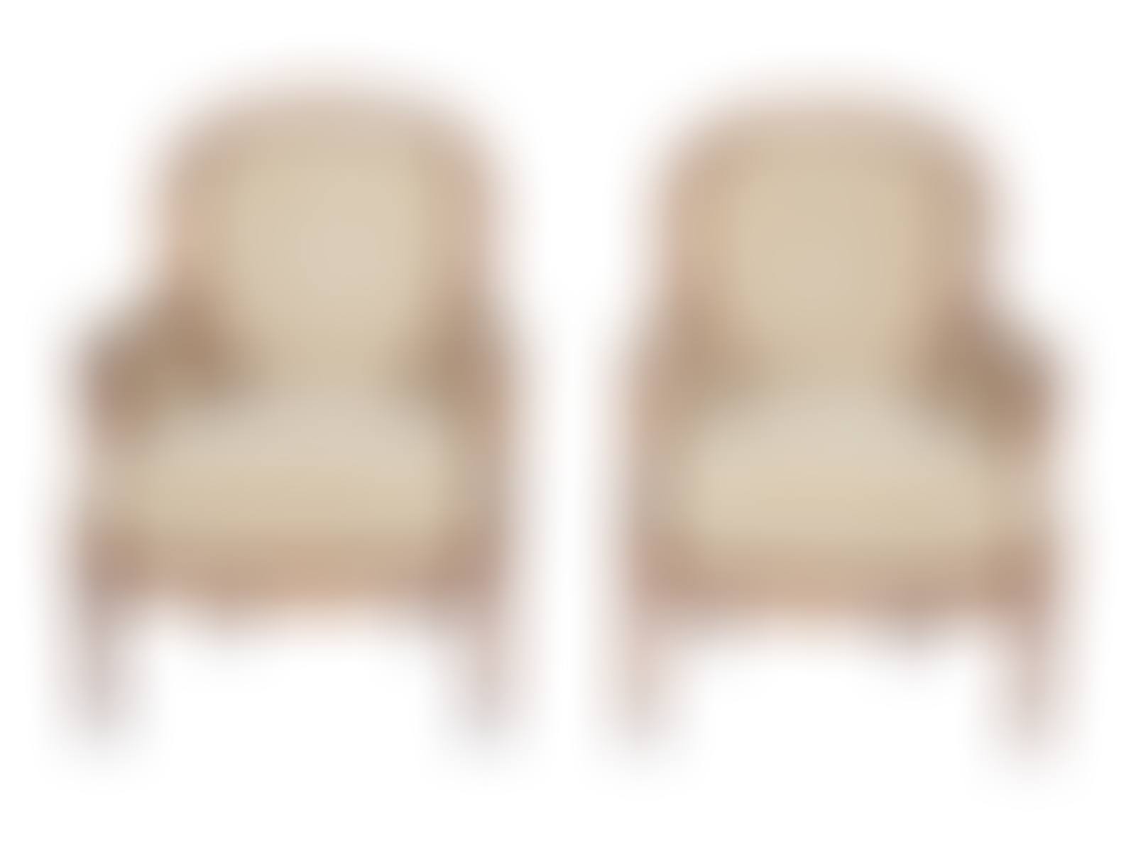 A Pair of Louis XVI Style Carved Walnut Bergères (preview)