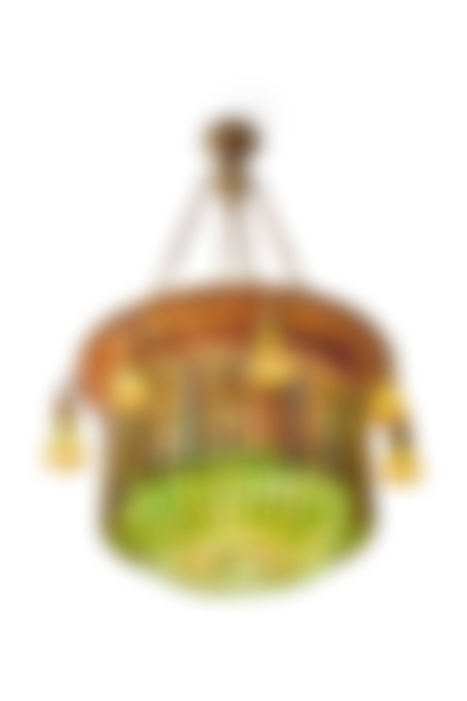 Eight-Light Moorish "Prism" Chandelier; with eight decorated "Lily" shades (preview)