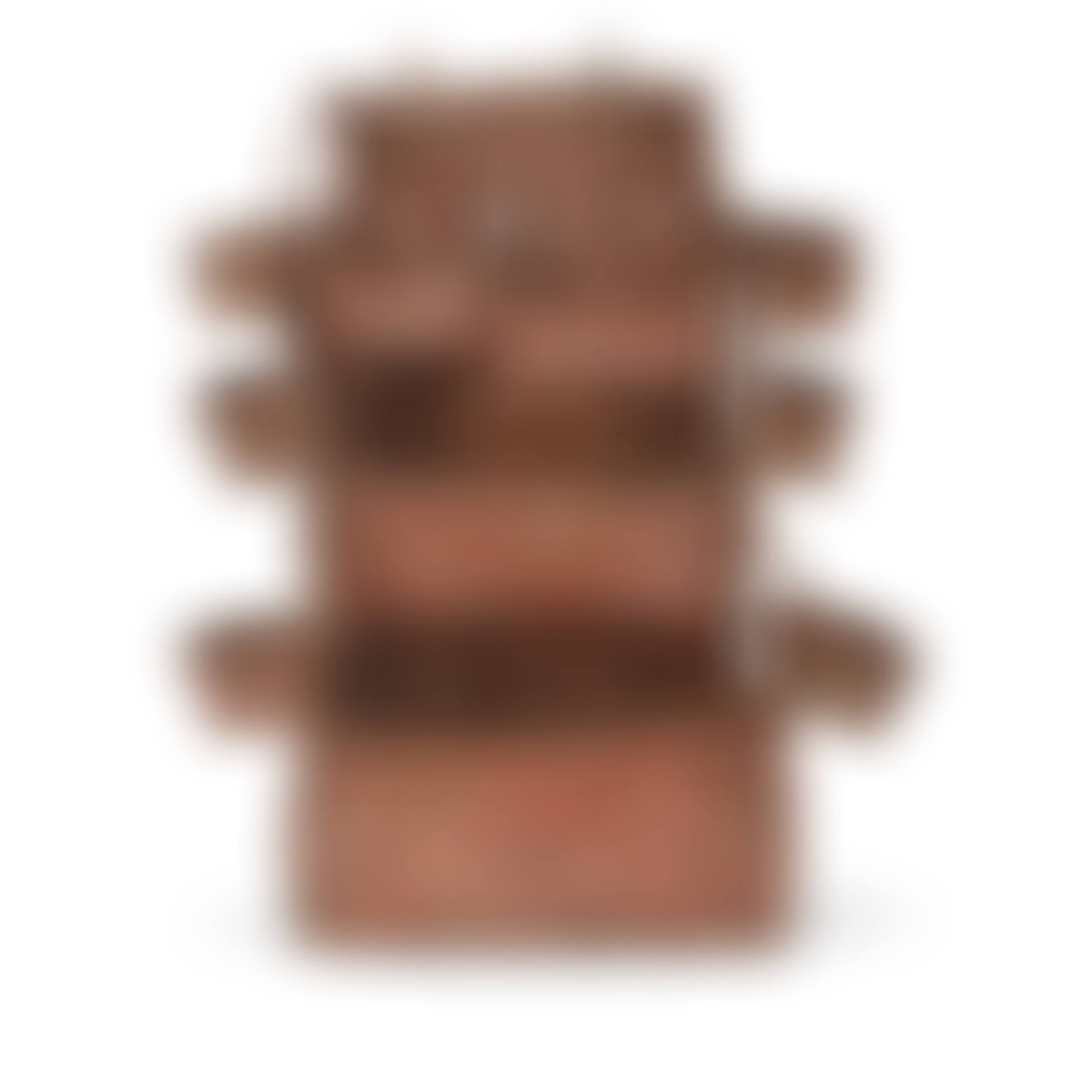 A RED-PAINTED AND STAMPED WOVEN SPLINT HANGING WALL POCKET BASKET  (preview)