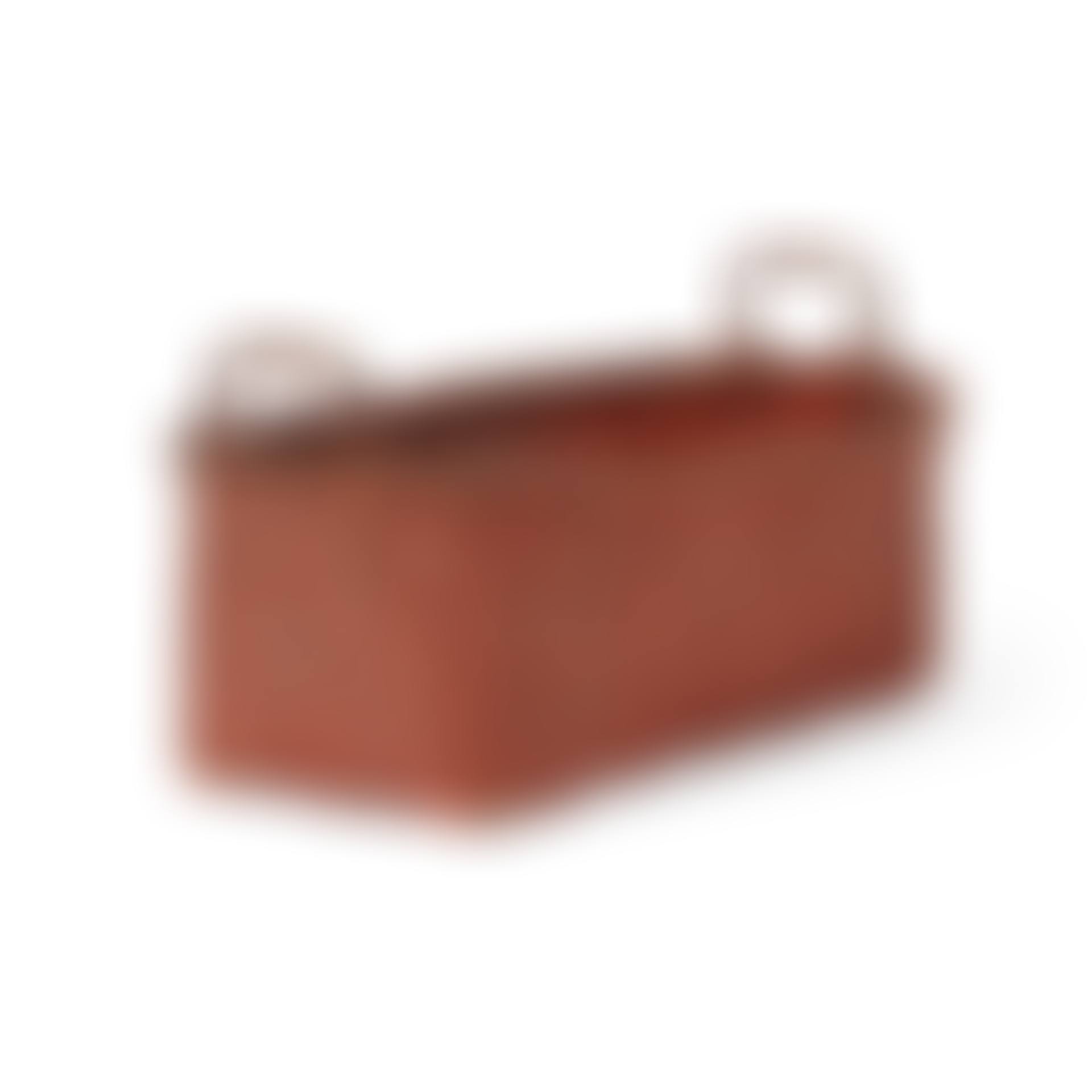 A RED-PAINTED WOVEN SPLINT OVAL BASKET WITH TWO ASH HANDLES  (preview)
