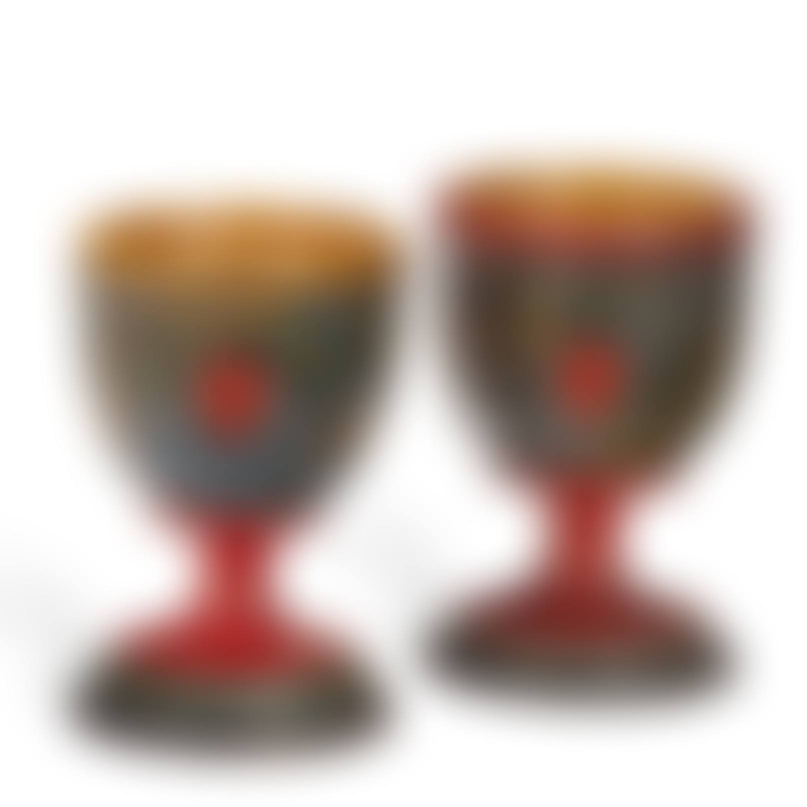 TWO PAINT-DECORATED LEHNWARE EGG CUPS (preview)
