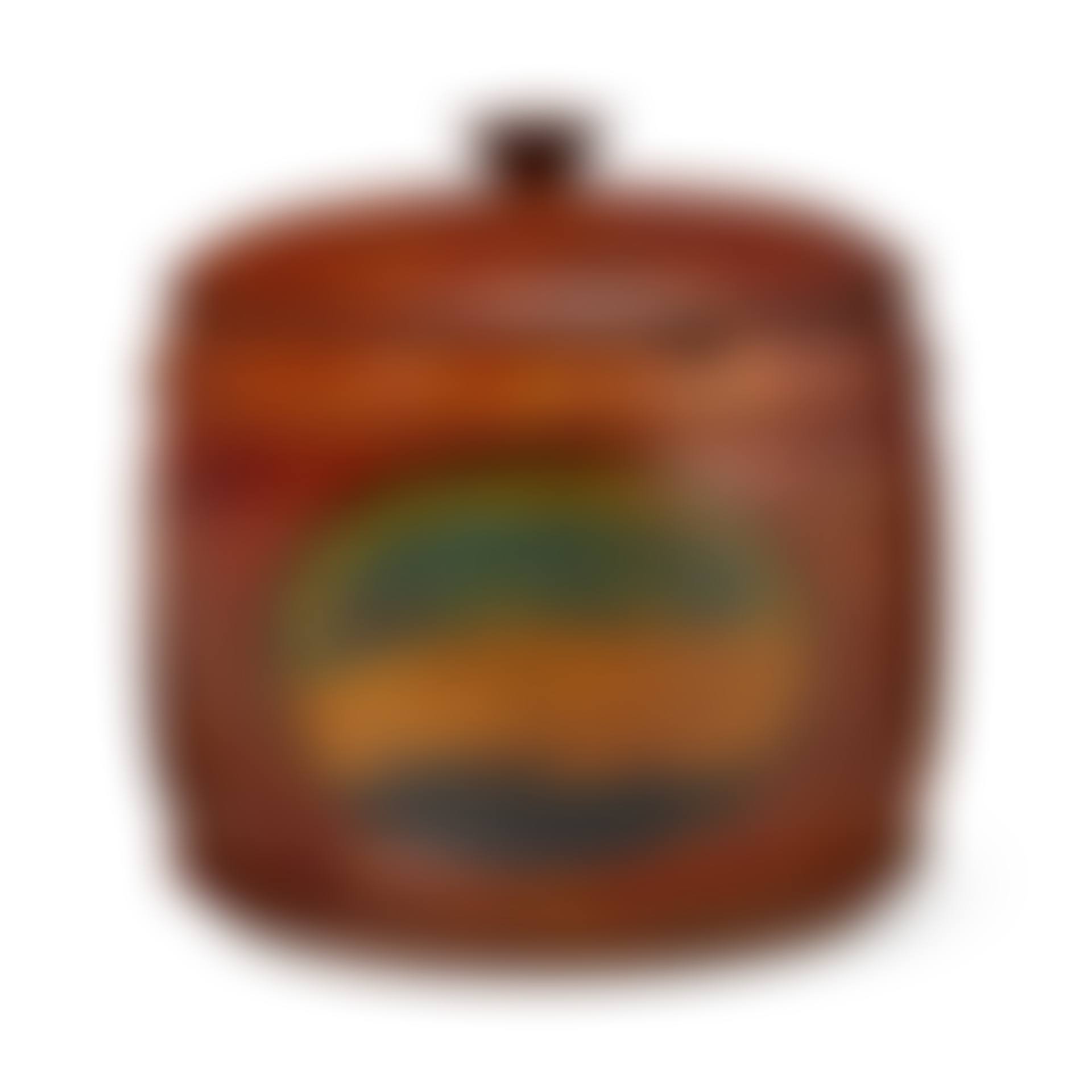 A TURNED PAINT-DECORATED LIDDED CANNISTER (preview)