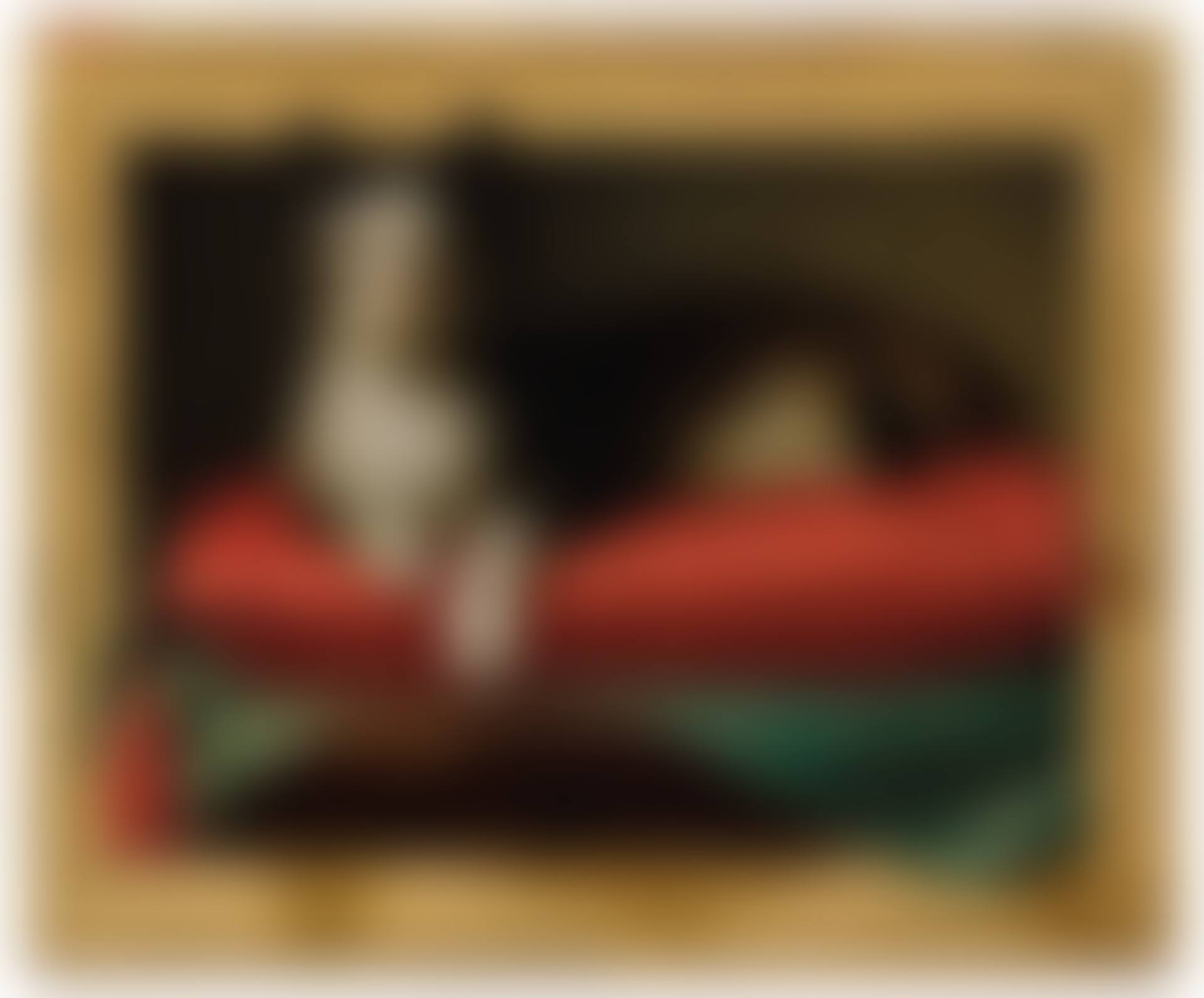 Un chat sur un coussin dans un cadre en trompe-l"oeil (preview)