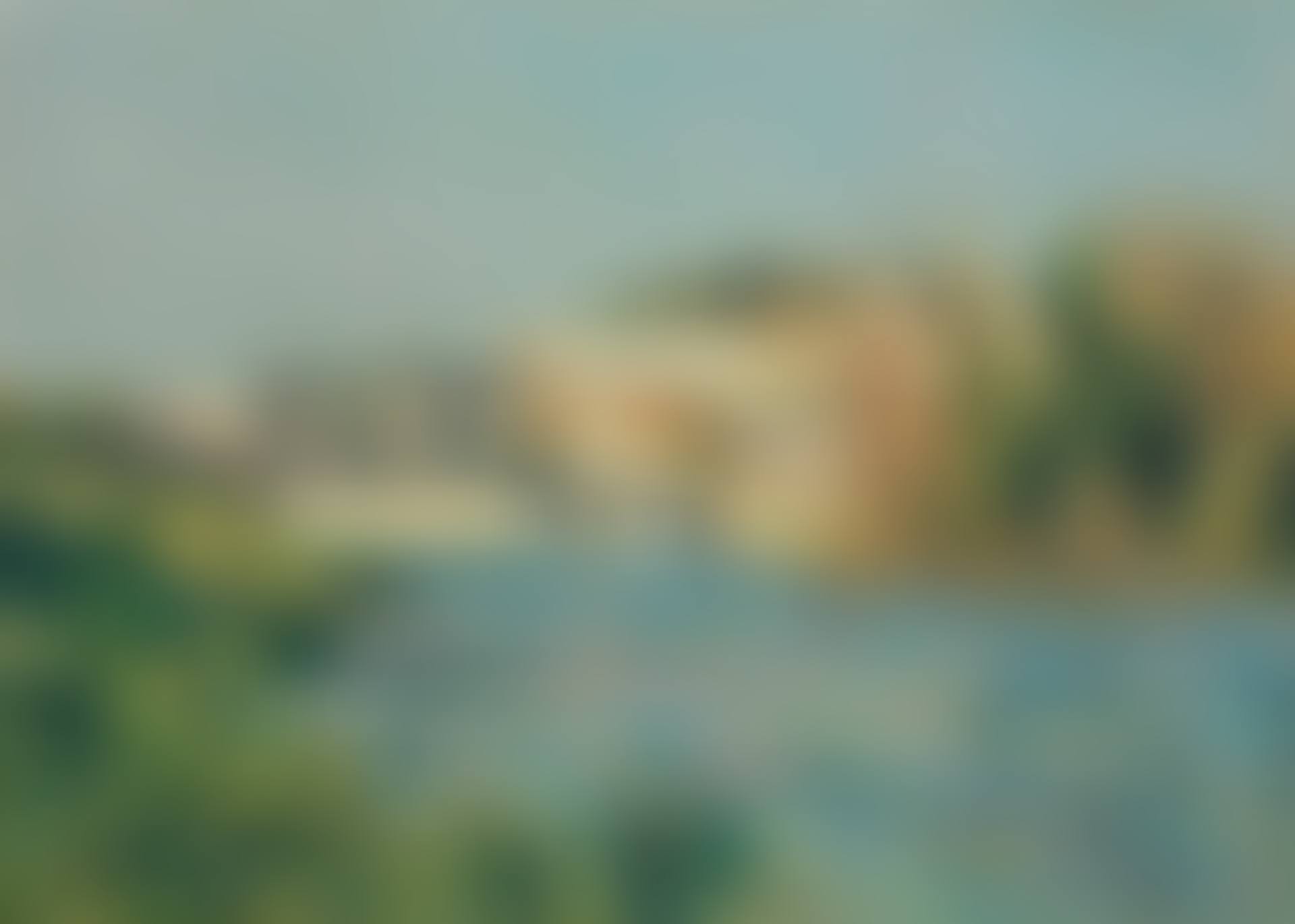 Vue de ville ensoleillée à travers la rivière (L’Oise à Pontoise) (preview)