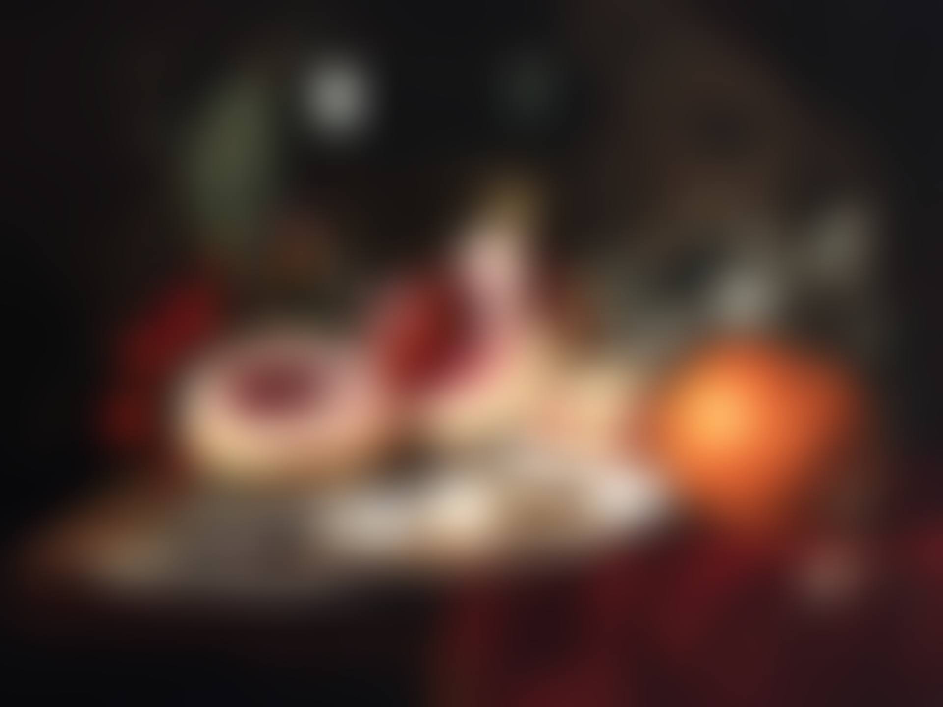 Still life with two silver salvers with peaches and an oyster, a berkemeier, cherries and a clementine on a partially draped table (preview)