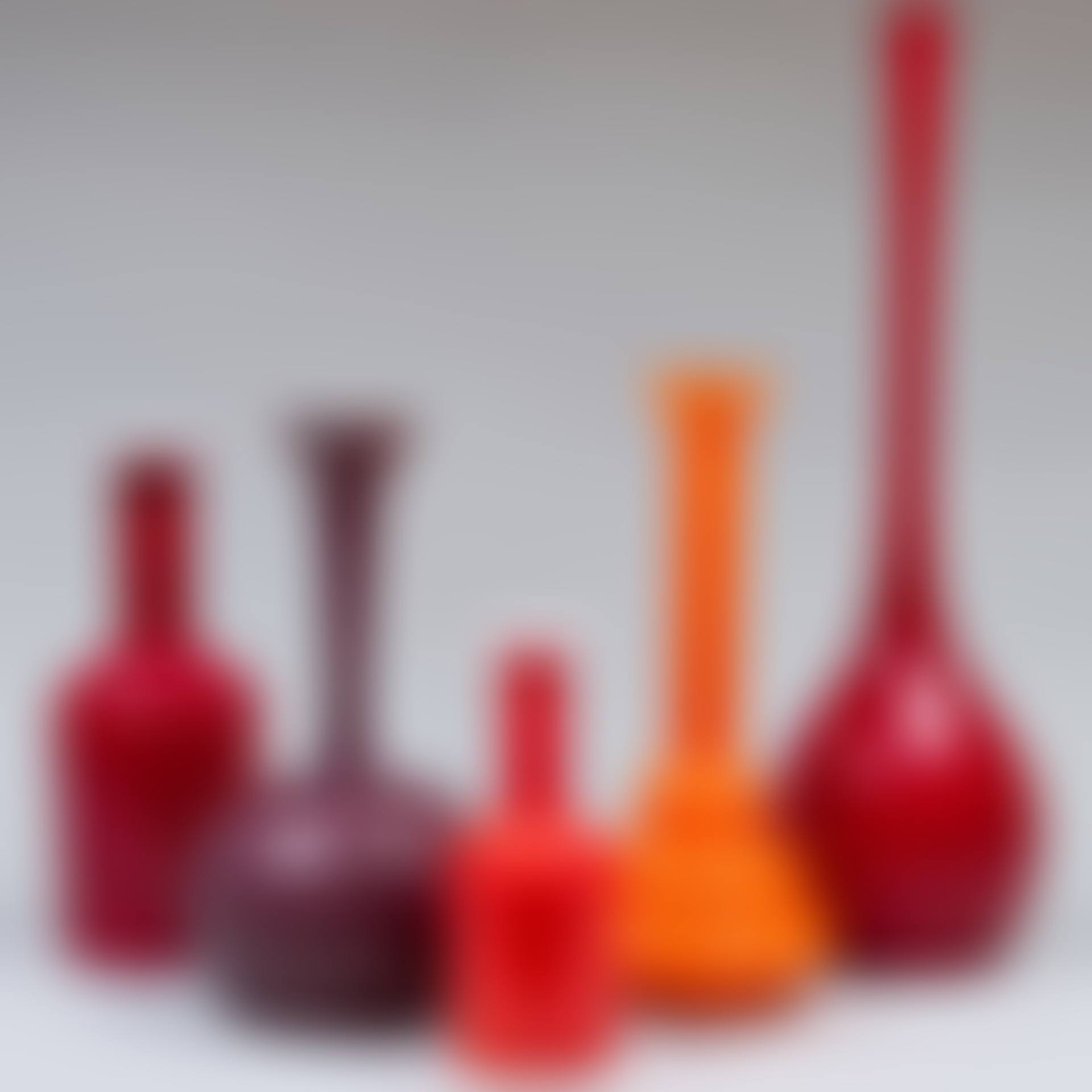 Group of Five Colored Glass Vases (preview)