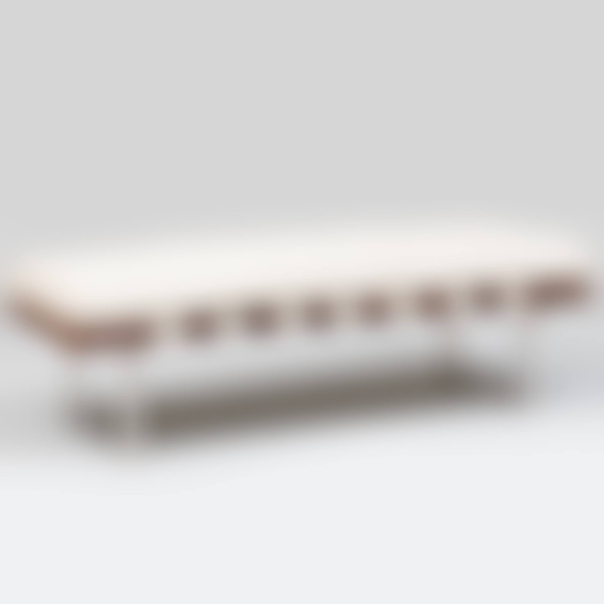 Modern Stained Wood Stainless Steel and Ivory Leather Upholstered 'Barcelona' Bench, In the Style of Mies Van Der Rohe (preview)