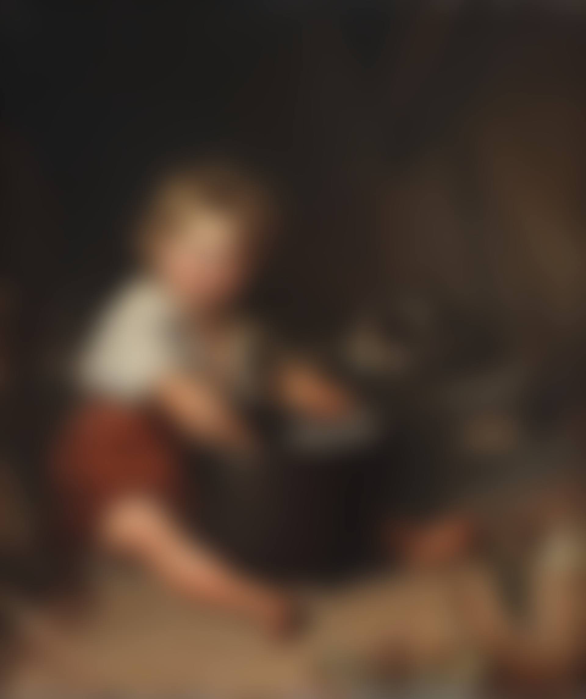 A child with a cat in an interior (preview)