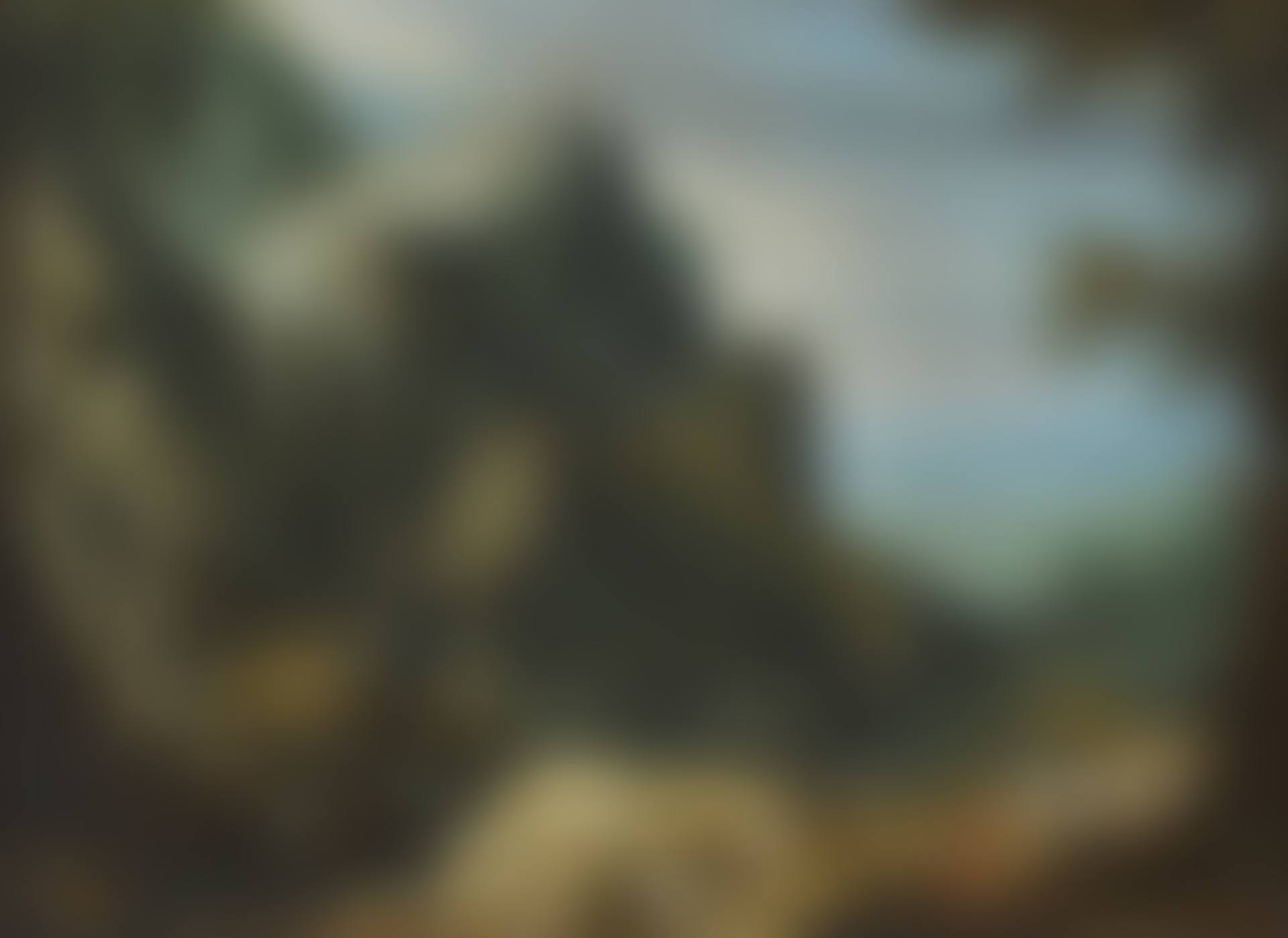 An extensive mountainous landscape with shepherds, animals and a castle beyond (preview)