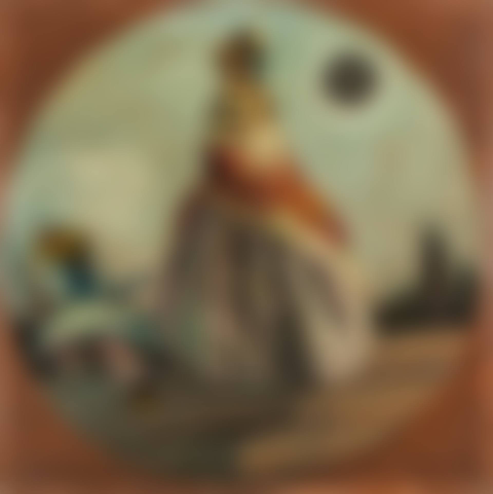 Woman with Goldhaube, child in harlequin costume (preview)