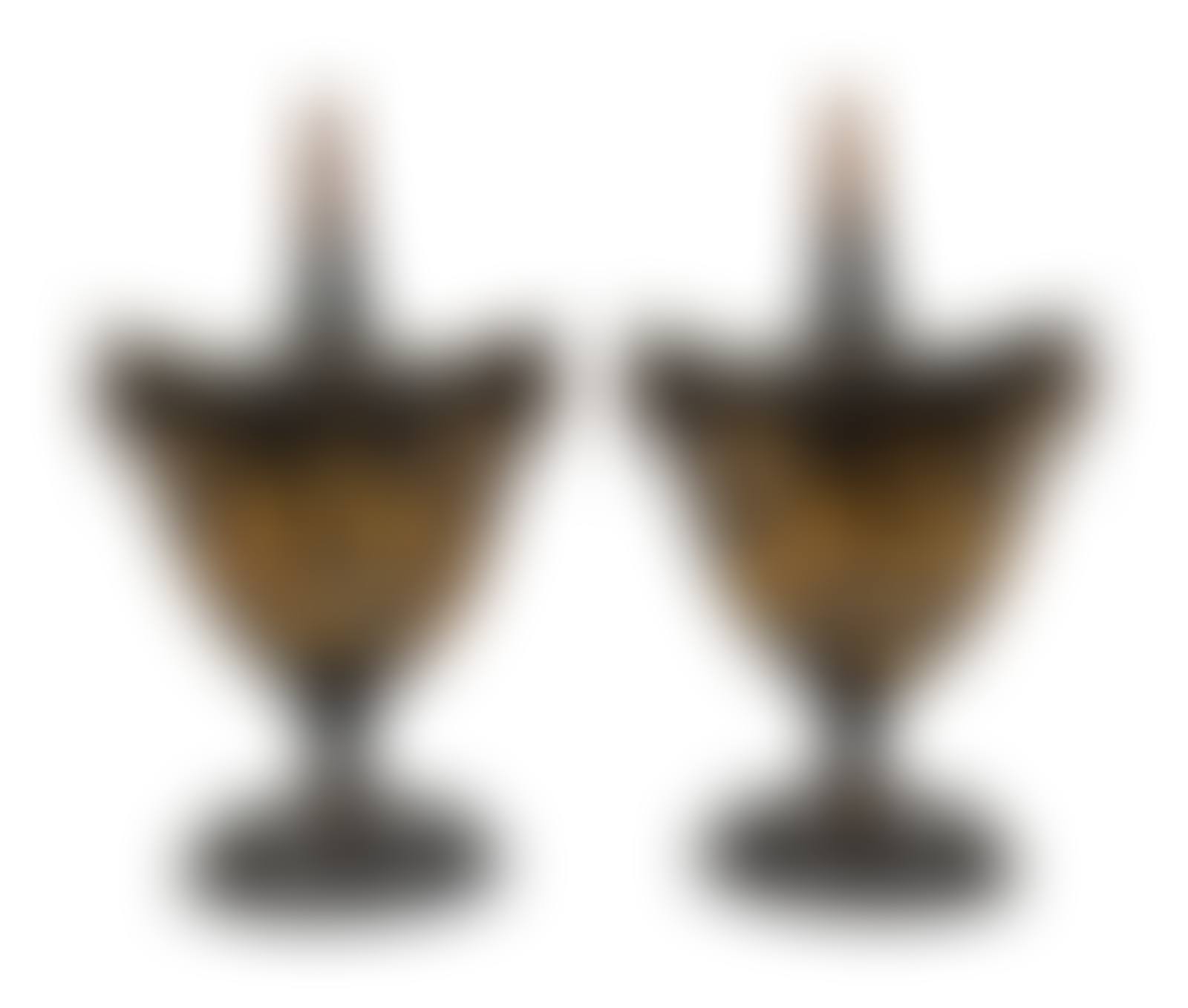 A Pair of Regency Style Black and Gilt Decorated Tole Covered Urns (preview)