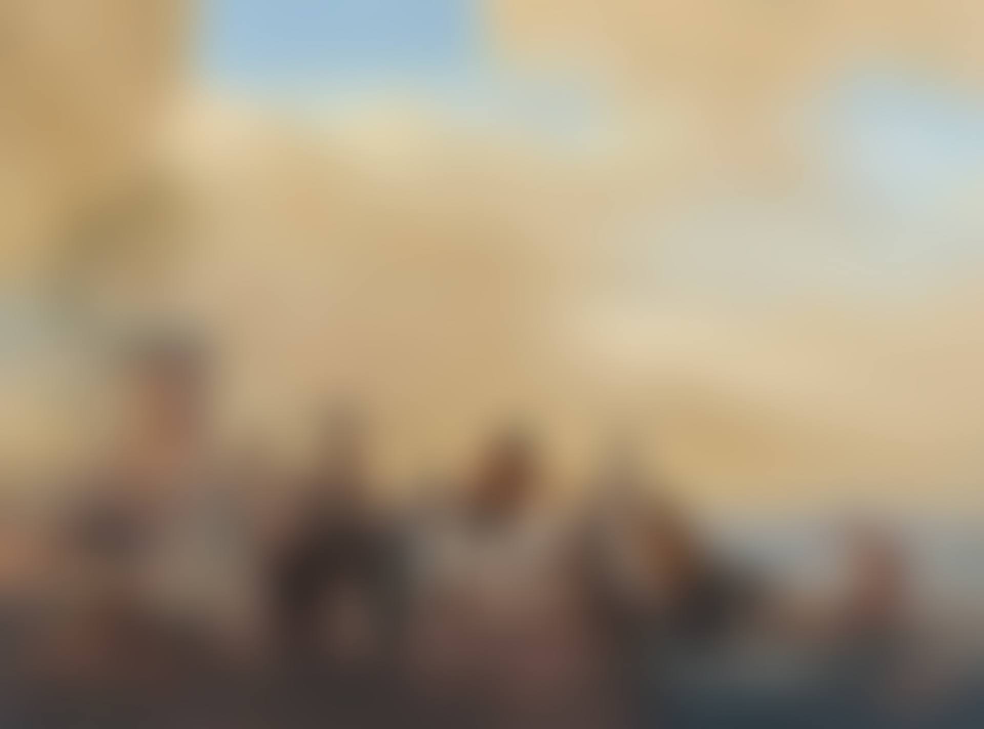 Riders and horses resting by a river (preview)